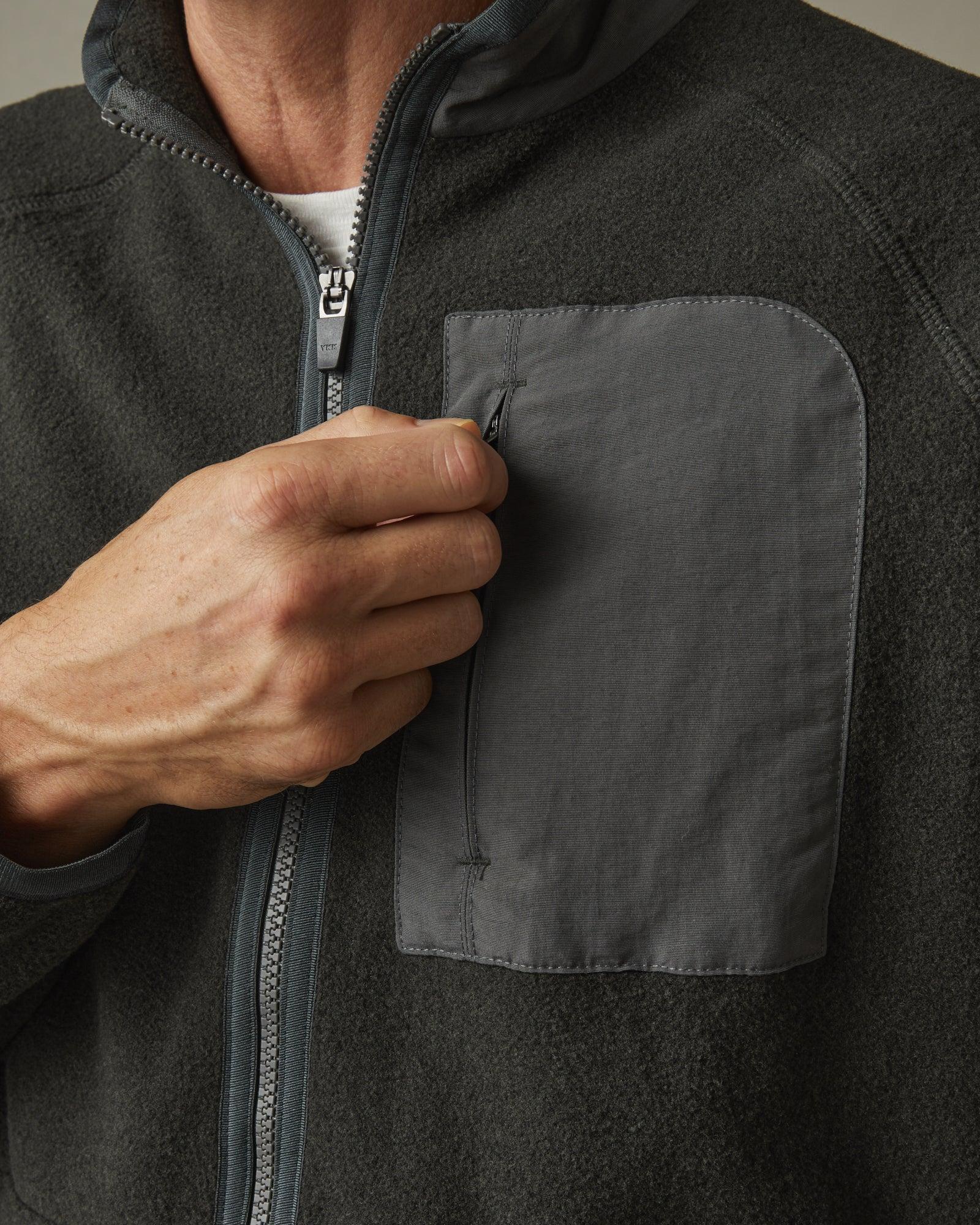 Men's Active Fleece Full Zip - Vintage Black Male Product Image