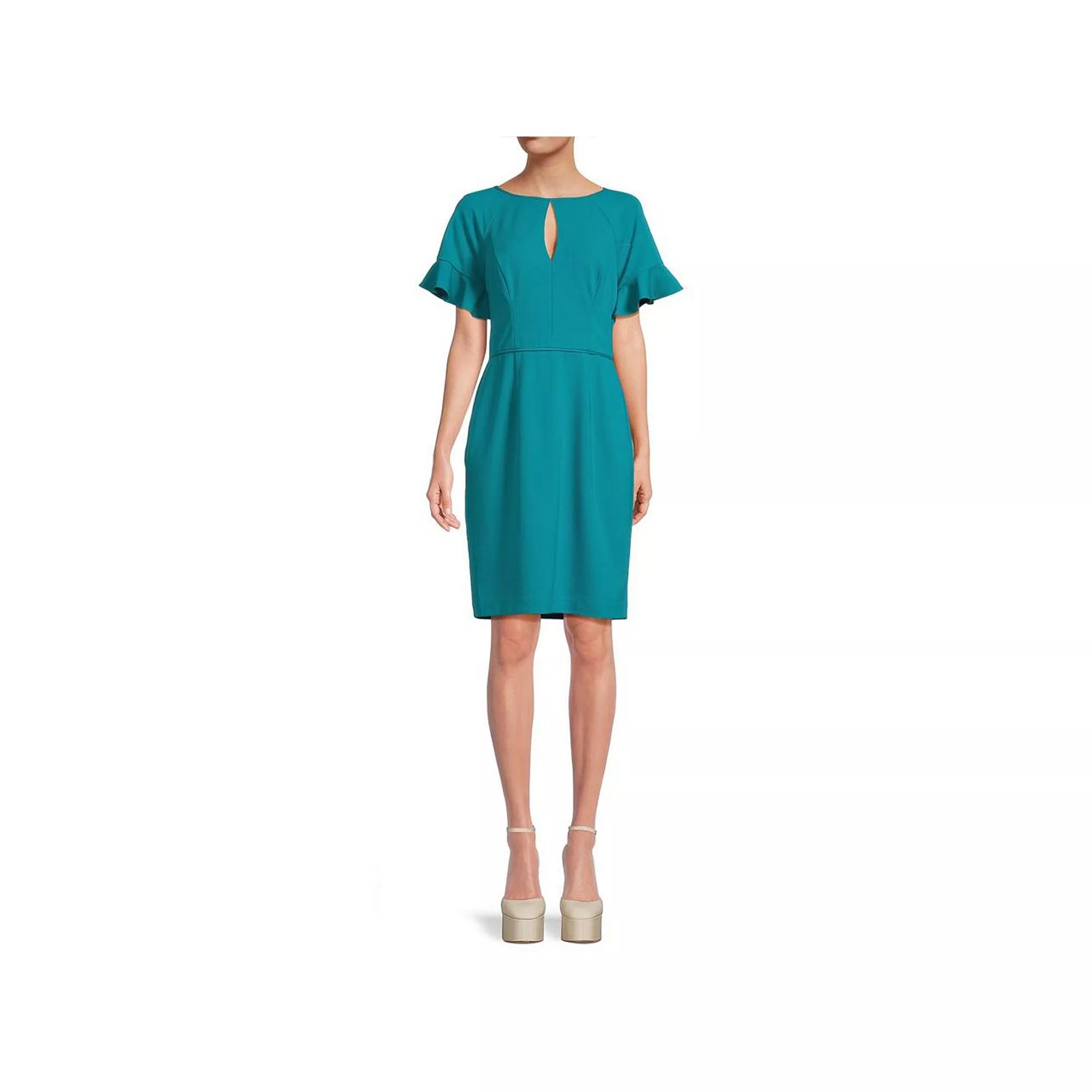 Women's Focus By Shani Knit Keyhole Flutter Sleeve Sheath Dress,  Product Image