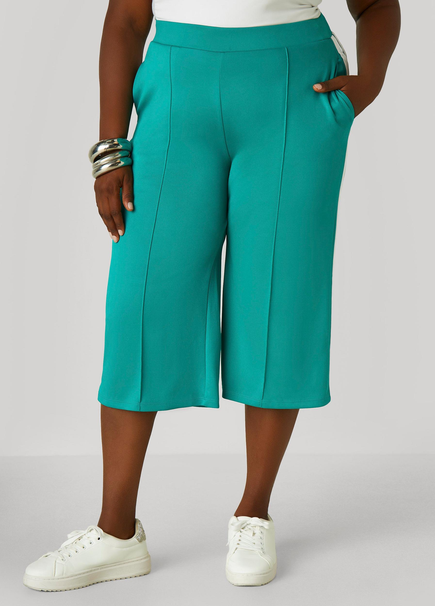 Plus Size Stripe Trimmed Capris Ashley Stewart Product Image