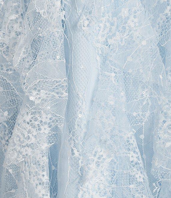 Pear Culture Sequined Lace V-Neck Spaghetti Strap Ruffled Dress Product Image