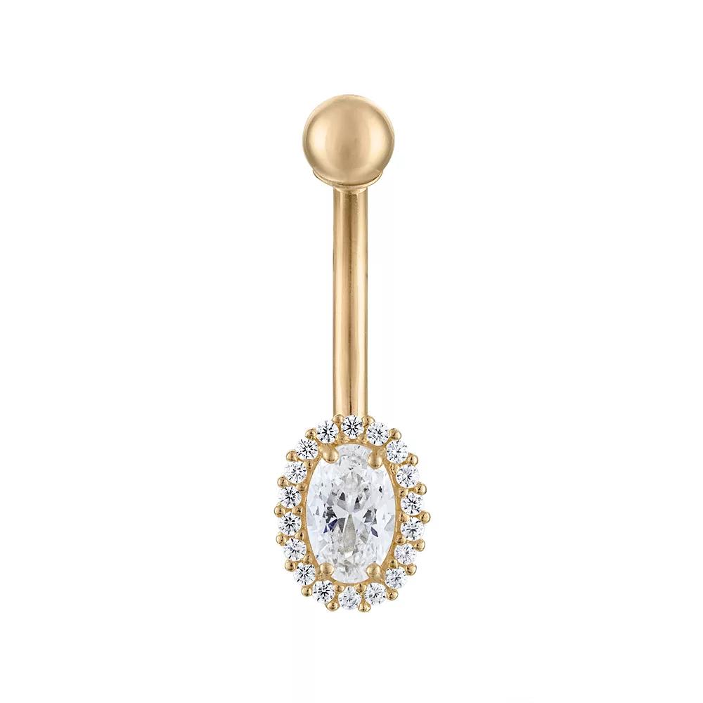 Amella Jewels 10k Gold One-Side Internally Threaded Halo-Shaped Belly Ring, Women's Product Image