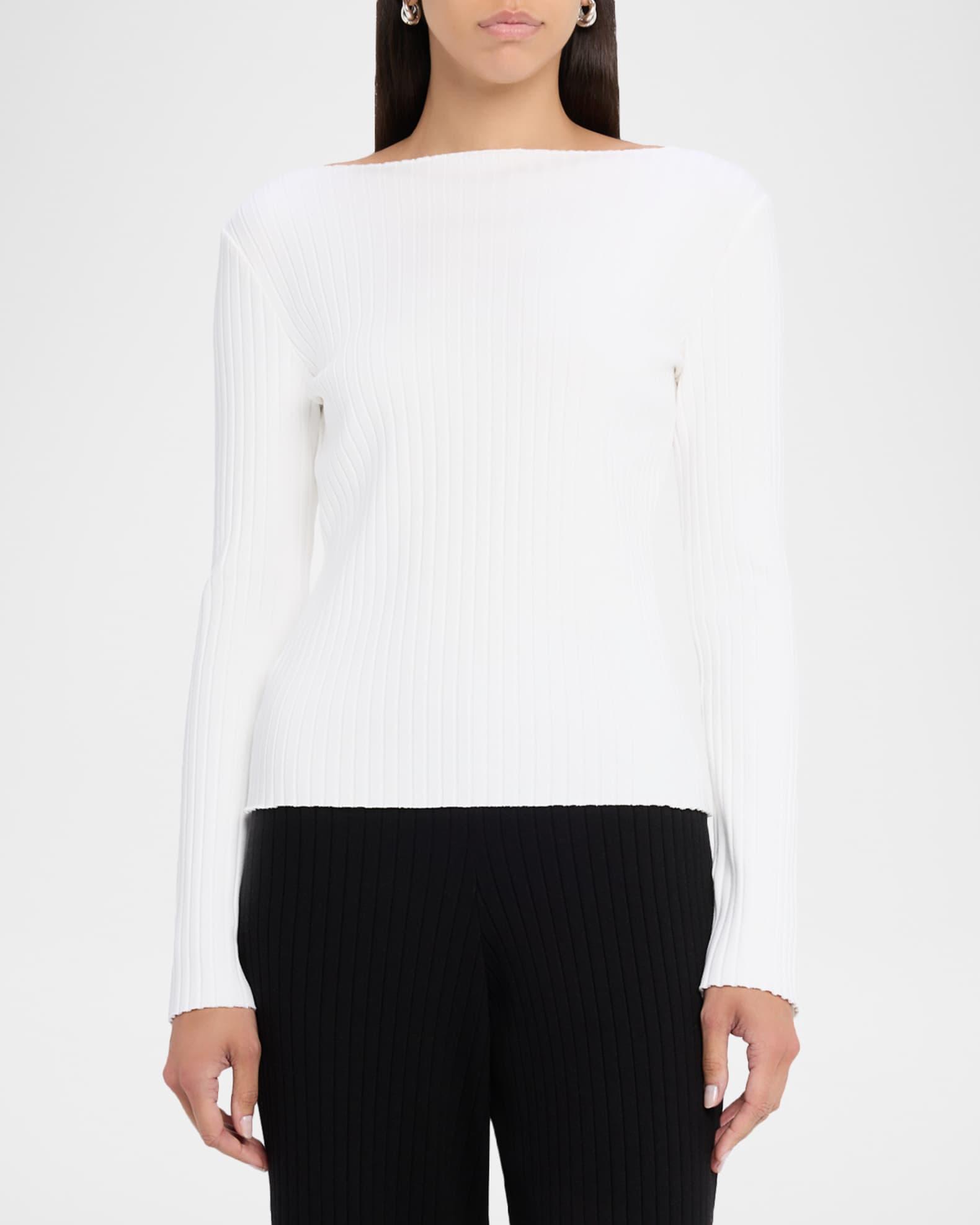 Ribbed Long-Sleeve High-Neck Top  Product Image
