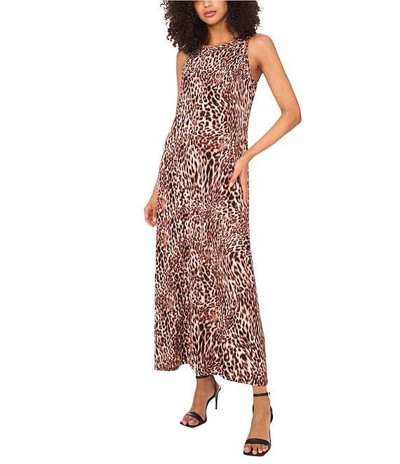 Vince Camuto Knit Round Neck Sleeveless Maxi Sheath Dress Product Image