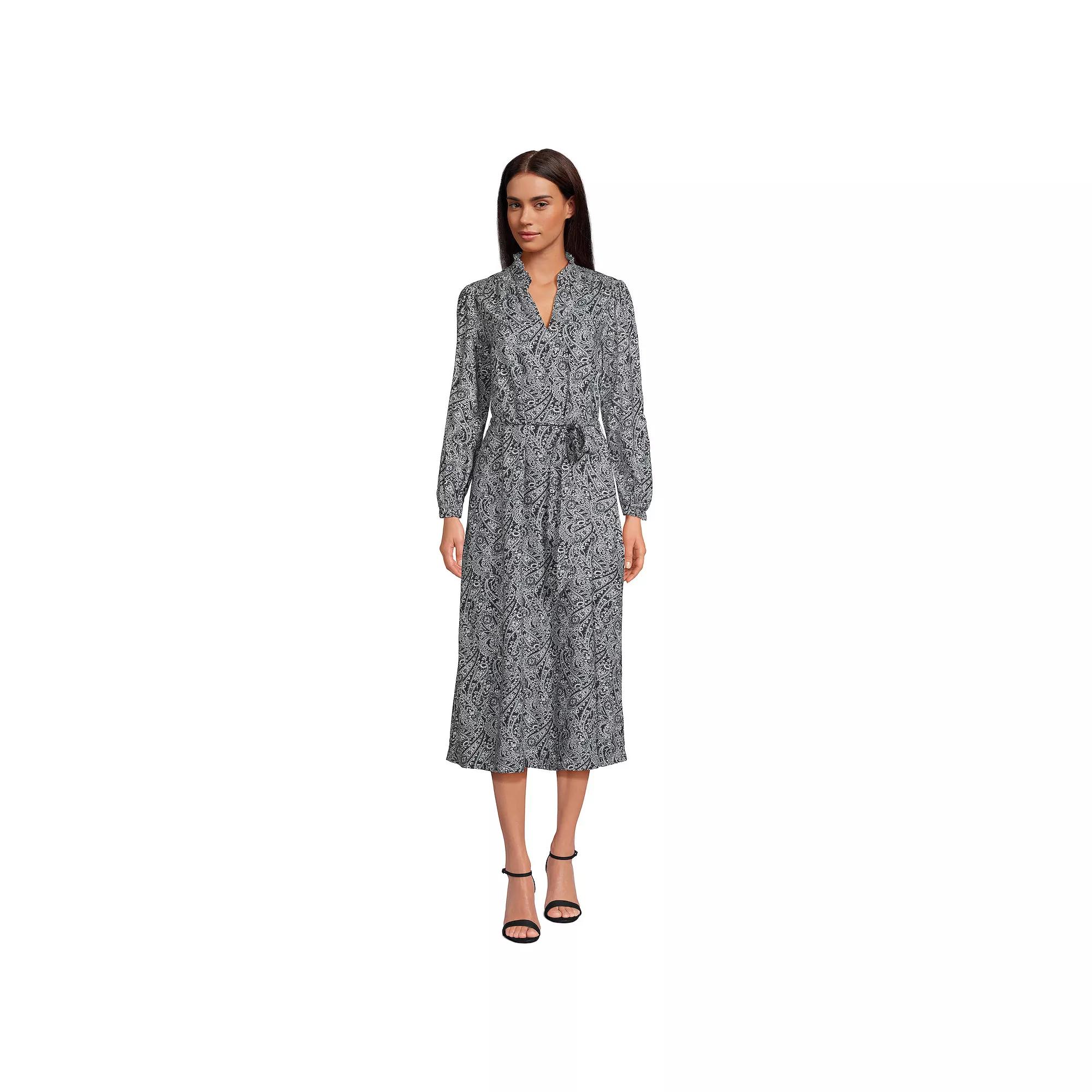 Women's Lands' End Split Neck Midi Dress,  Product Image