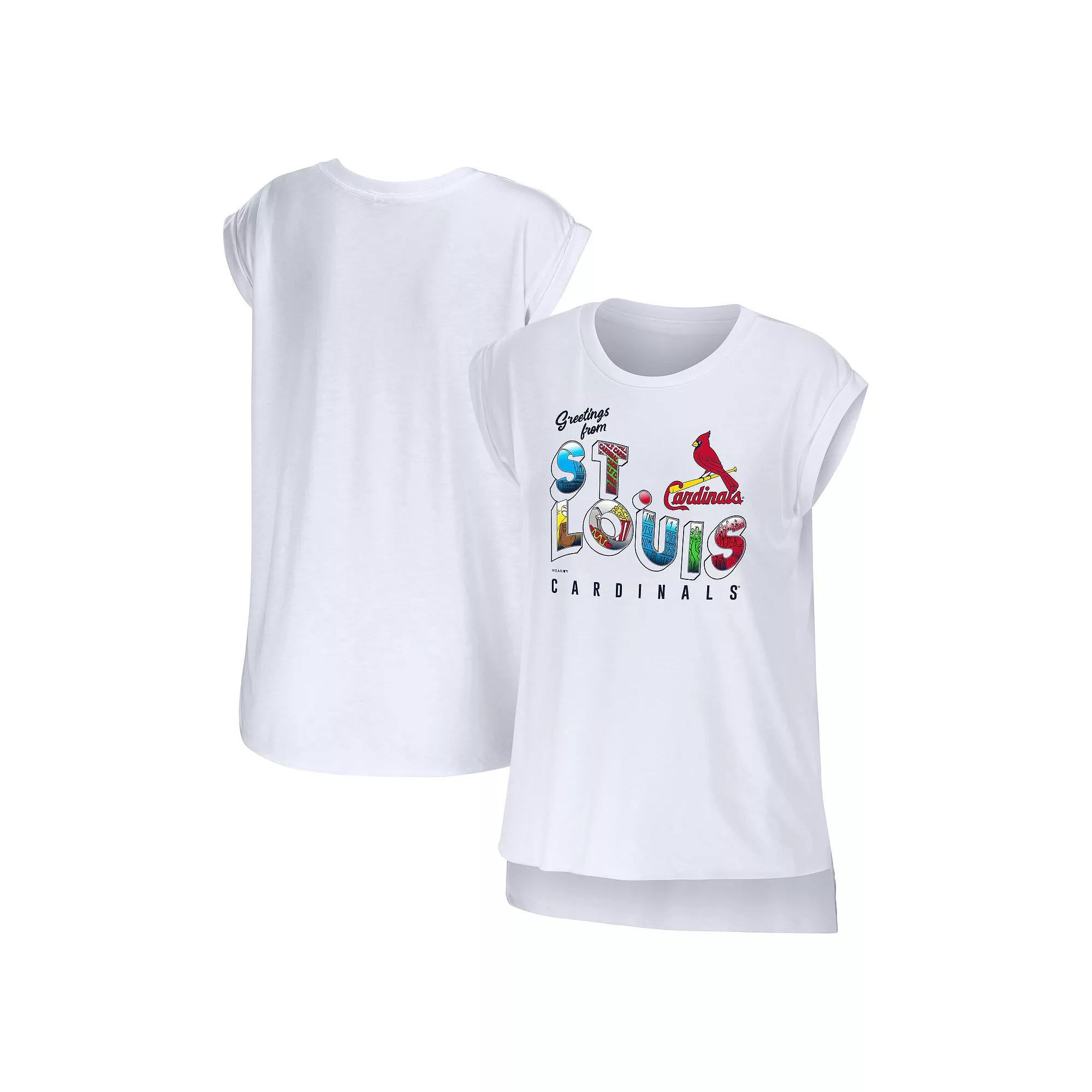 Women's WEAR by Erin Andrews White St. Louis Cardinals Greetings From T-Shirt,  Product Image