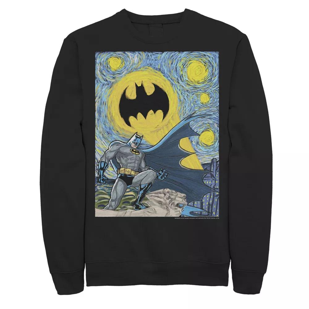 Men's Batman Starry Night Portrait Poster Sweatshirt,  Product Image