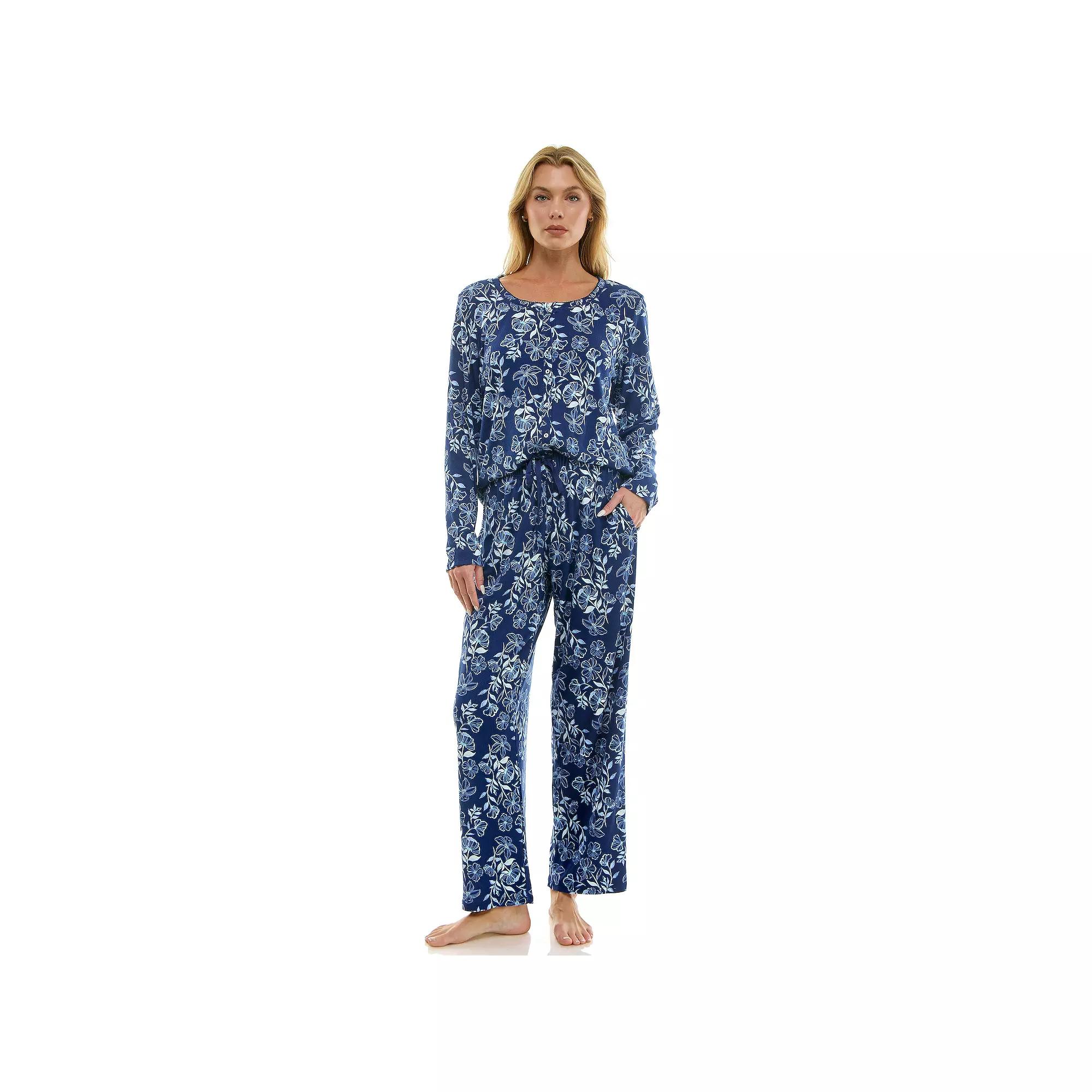 Women's Croft & Barrow® Valentine's Day Henley Long Sleeve Pajama Top & Pajama Pants Set,  Product Image