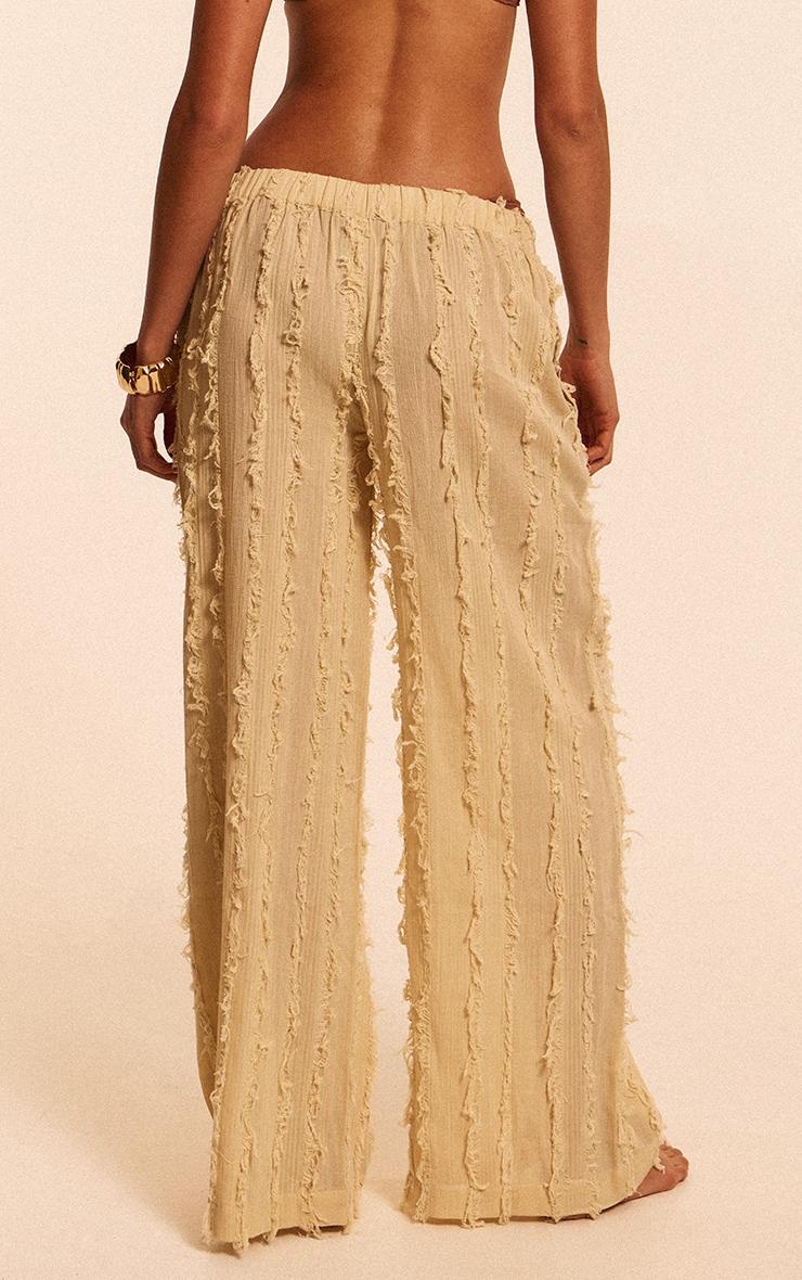 Stone Cotton Distressed Seam Detail Pants Product Image