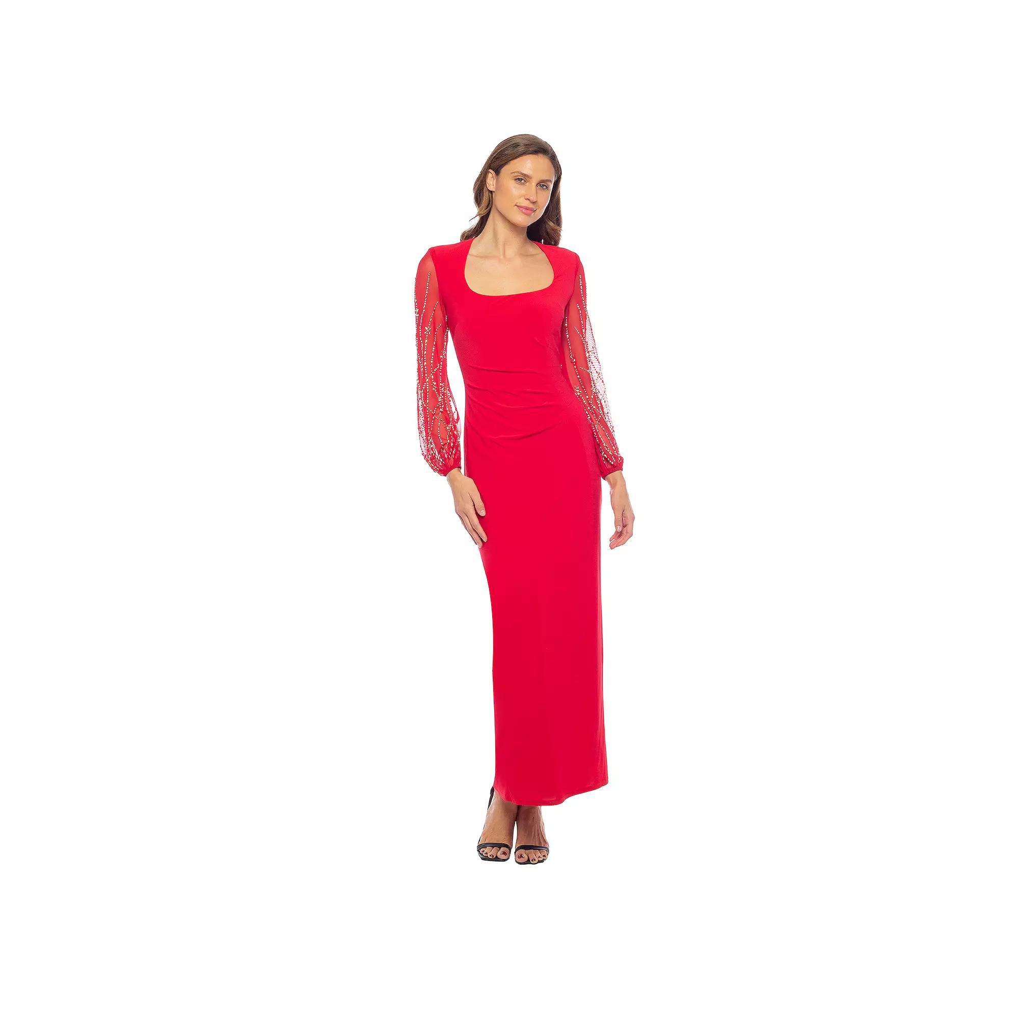 Women's Marina Square Neck Beaded Sleeve Maxi Dress,  Product Image