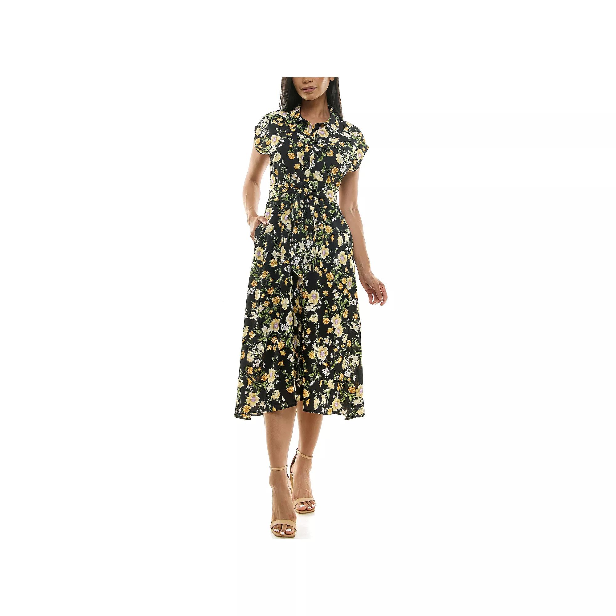 Women's Nina Leonard Collared Button Front Dress,  Product Image