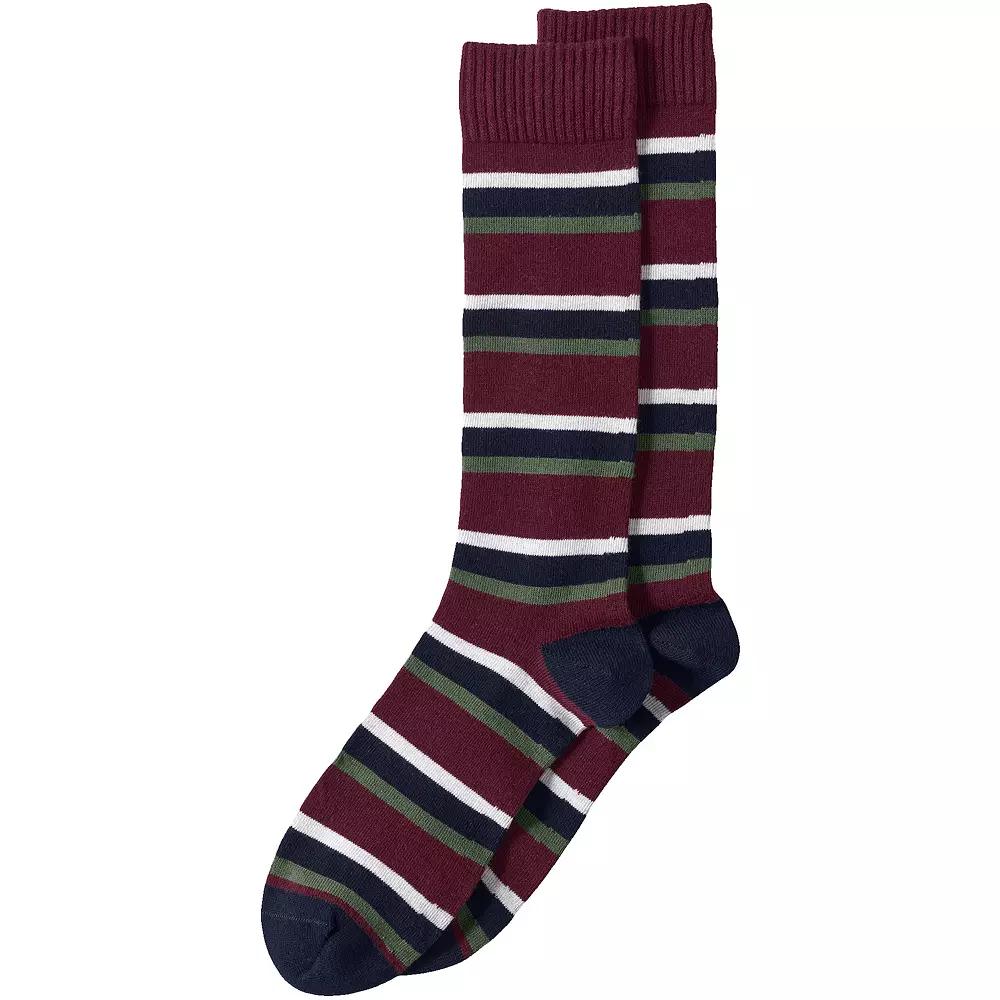 Men's Lands' End Novelty Crew Socks, Red Stripe Product Image