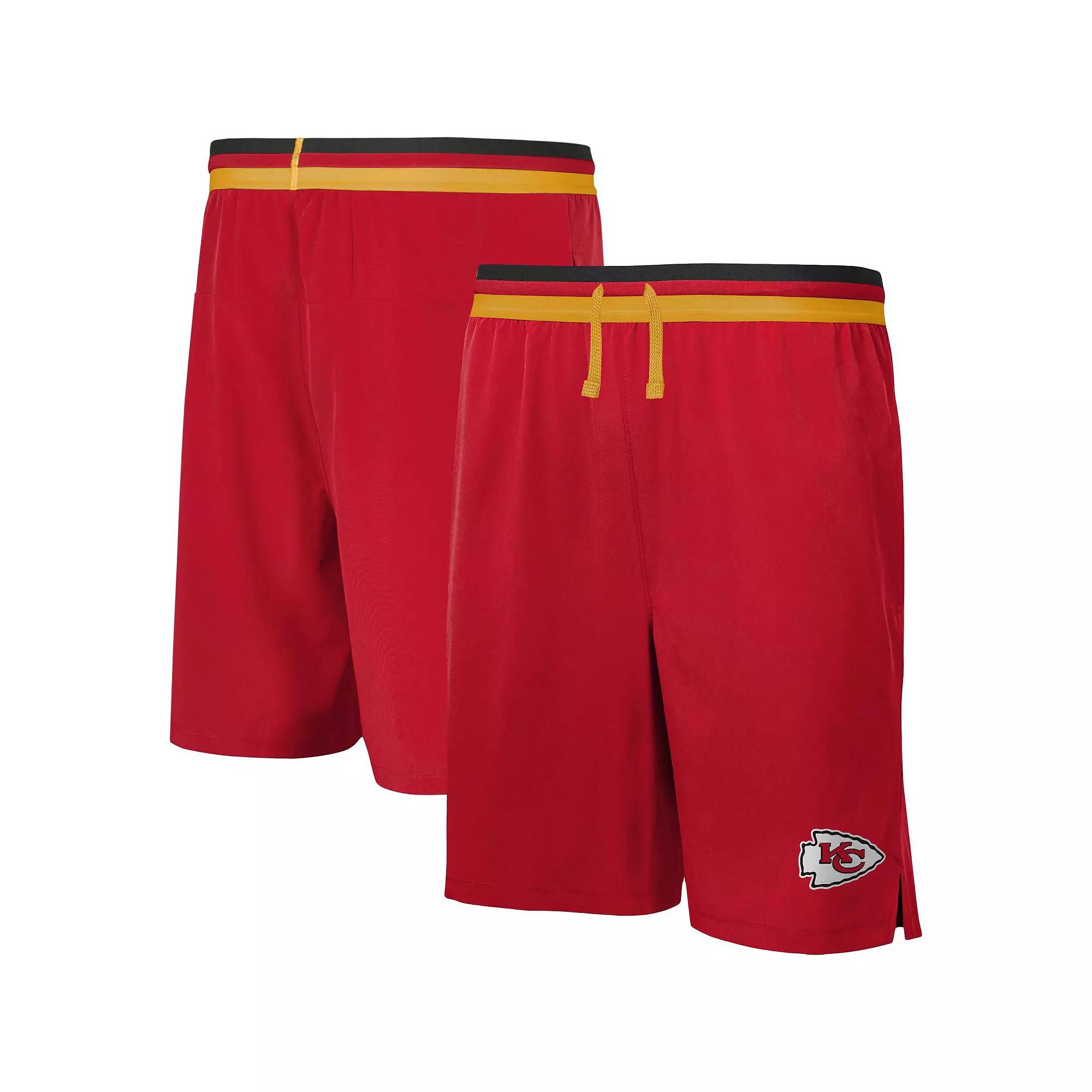 Men's Red Kansas City Chiefs Cool Down Tri-Color Elastic Training Shorts, Size: XL Product Image
