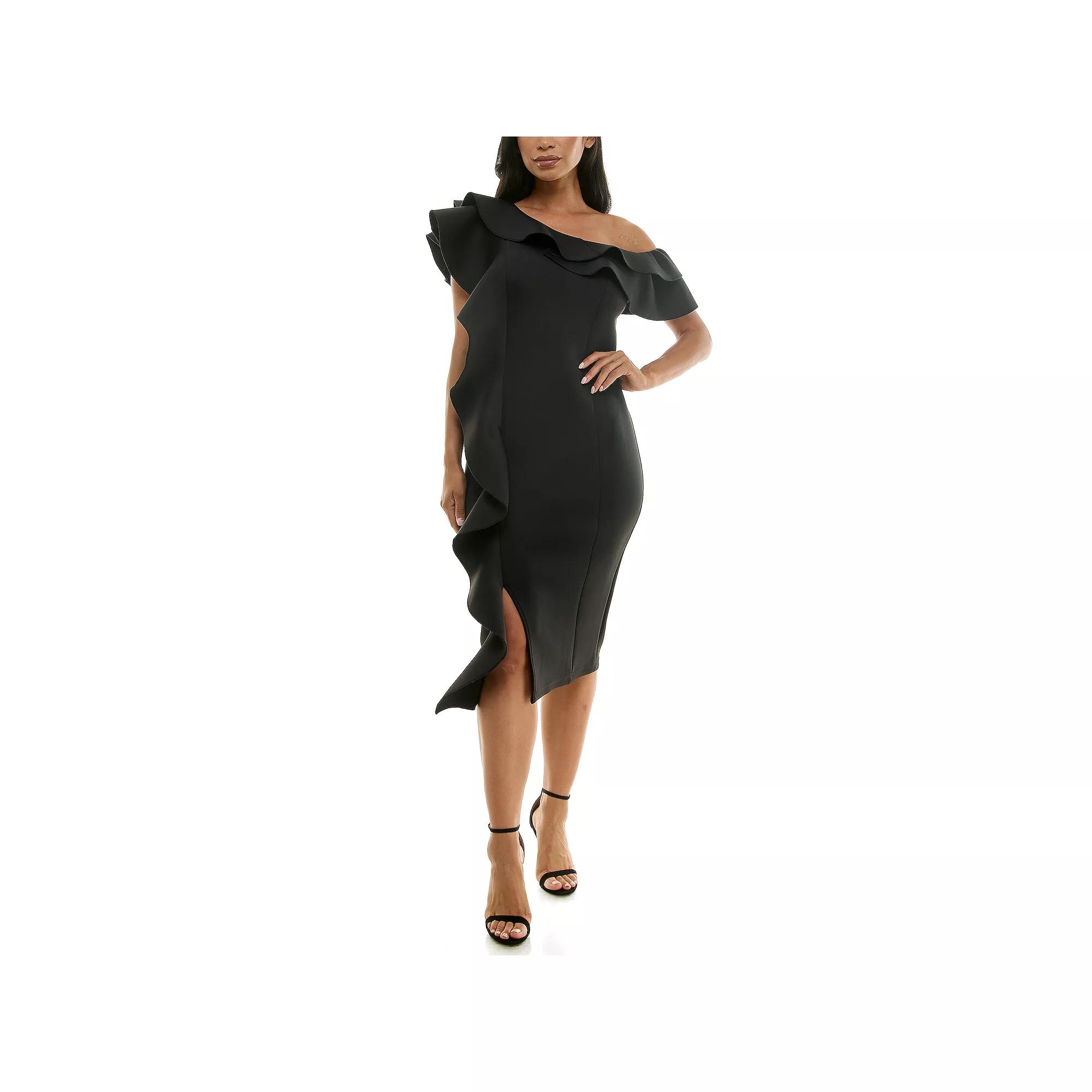 Women's Nina Leonard Off-The-Shoulder Ruffle Dress,  Product Image