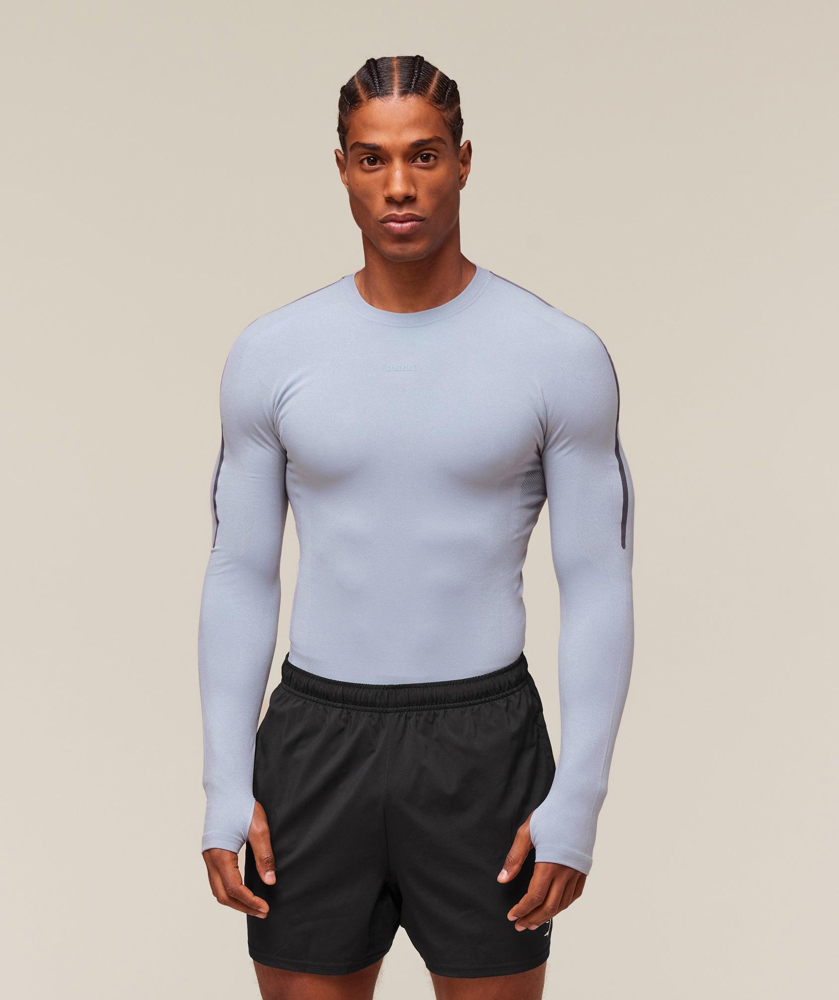 Gymshark everywear Warp Knit LS T-Shirt - Pale Blue Male Product Image