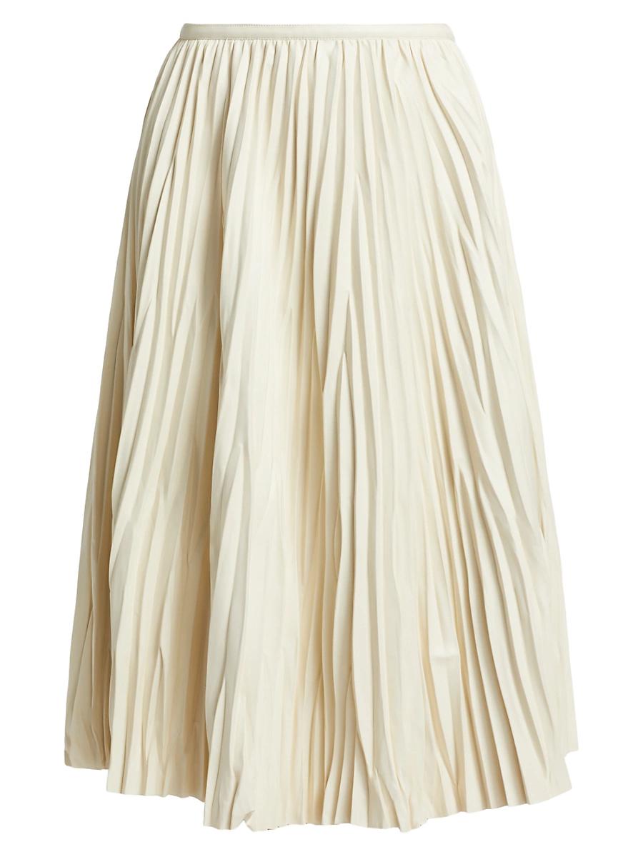 Womens Rosalyn Pleated Faux-Leather Midi-Skirt Product Image