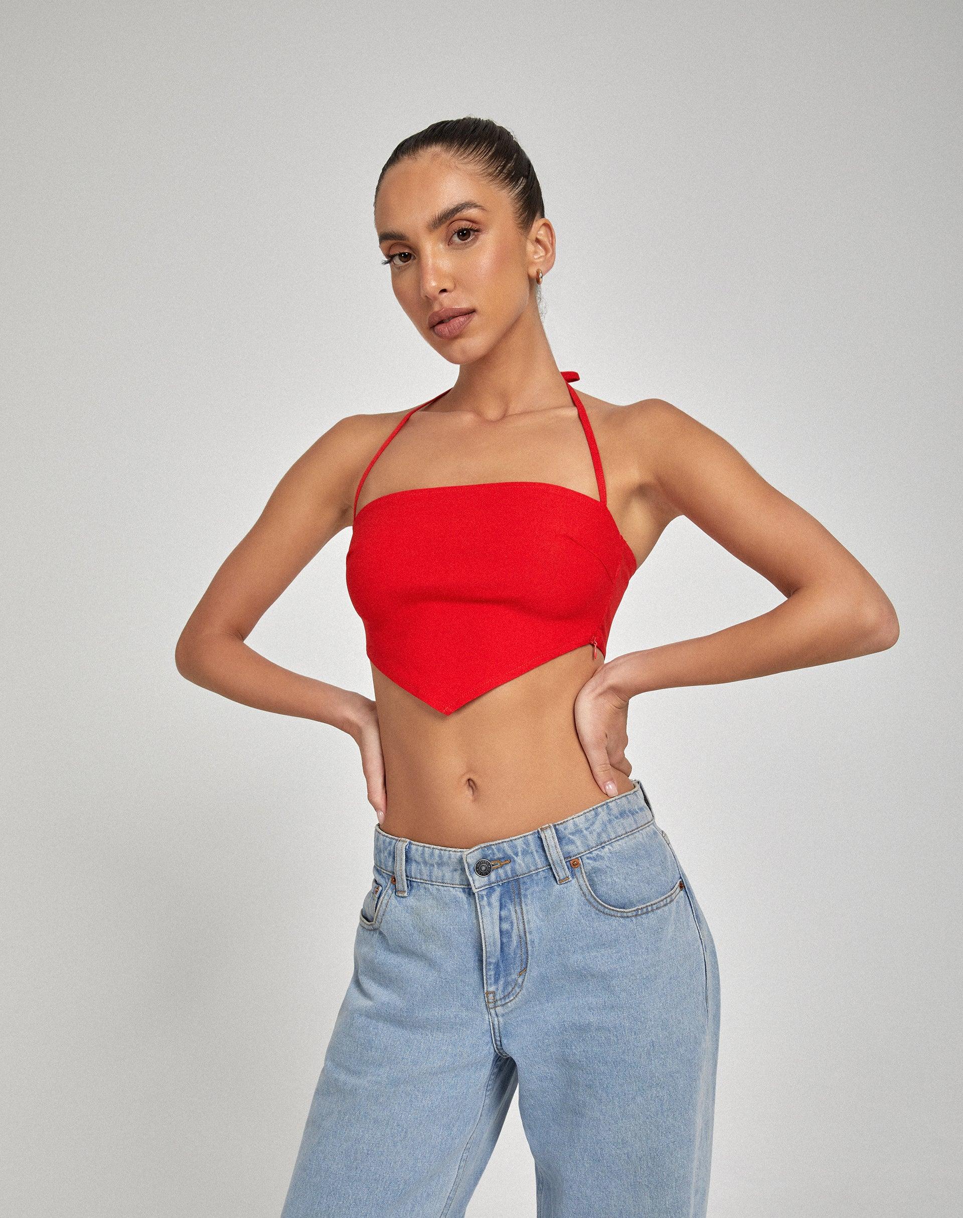 Taina Crop Top in Tailoring Red Product Image