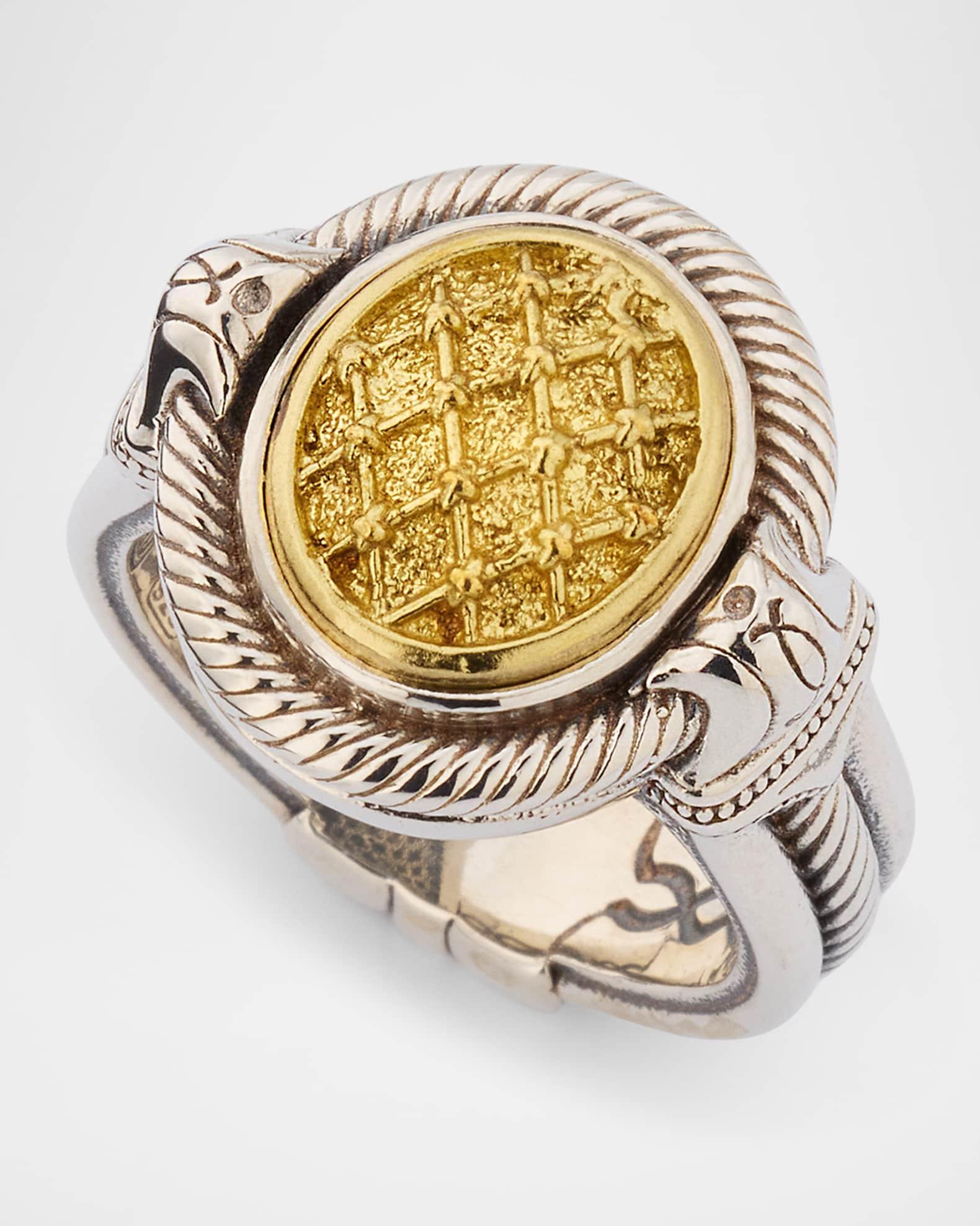 Mens Kavos Sterling Silver and Bronze Signet Ring Product Image