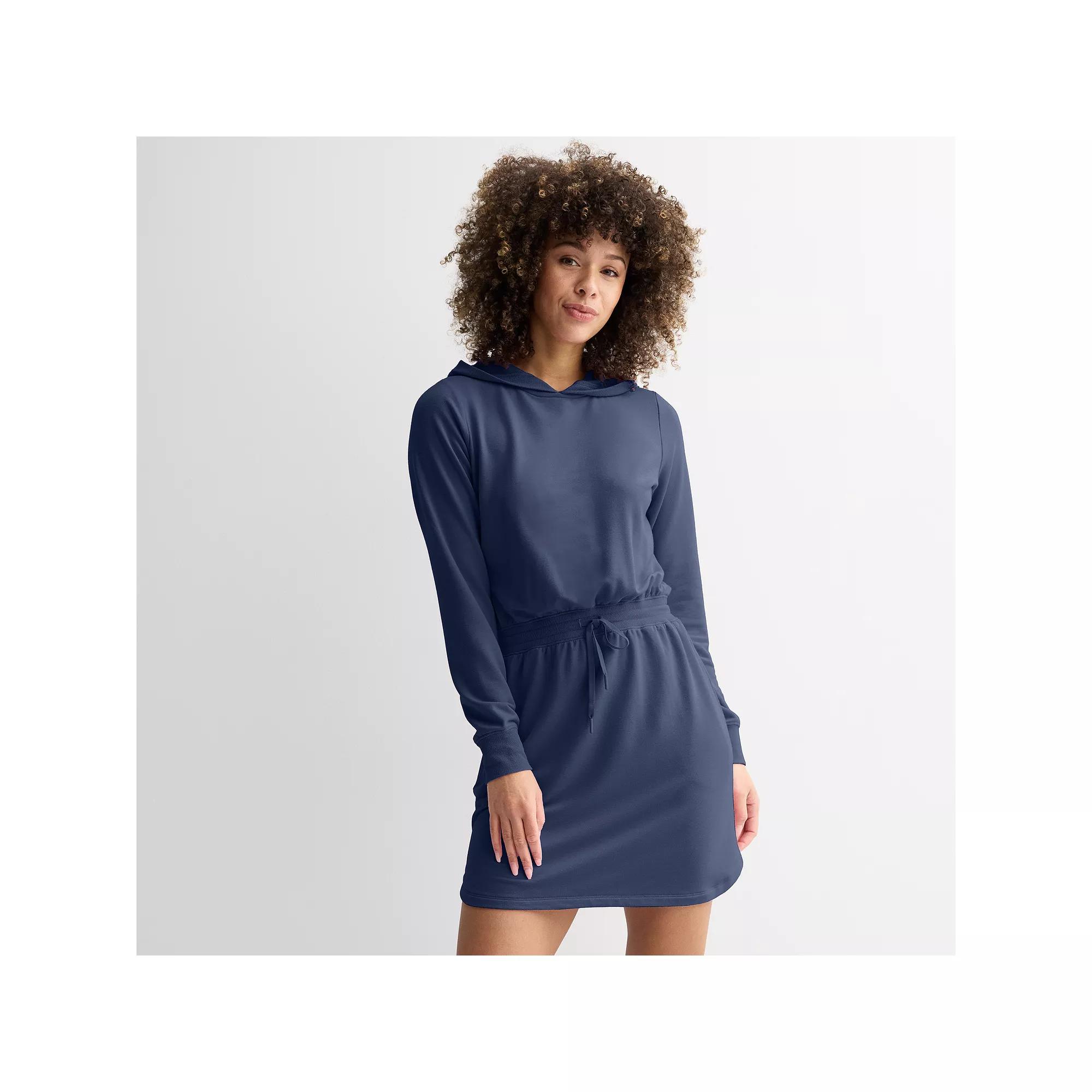 Women's Tek Gear® French Terry Hooded Dress, Size: XL, Blue Romance Product Image