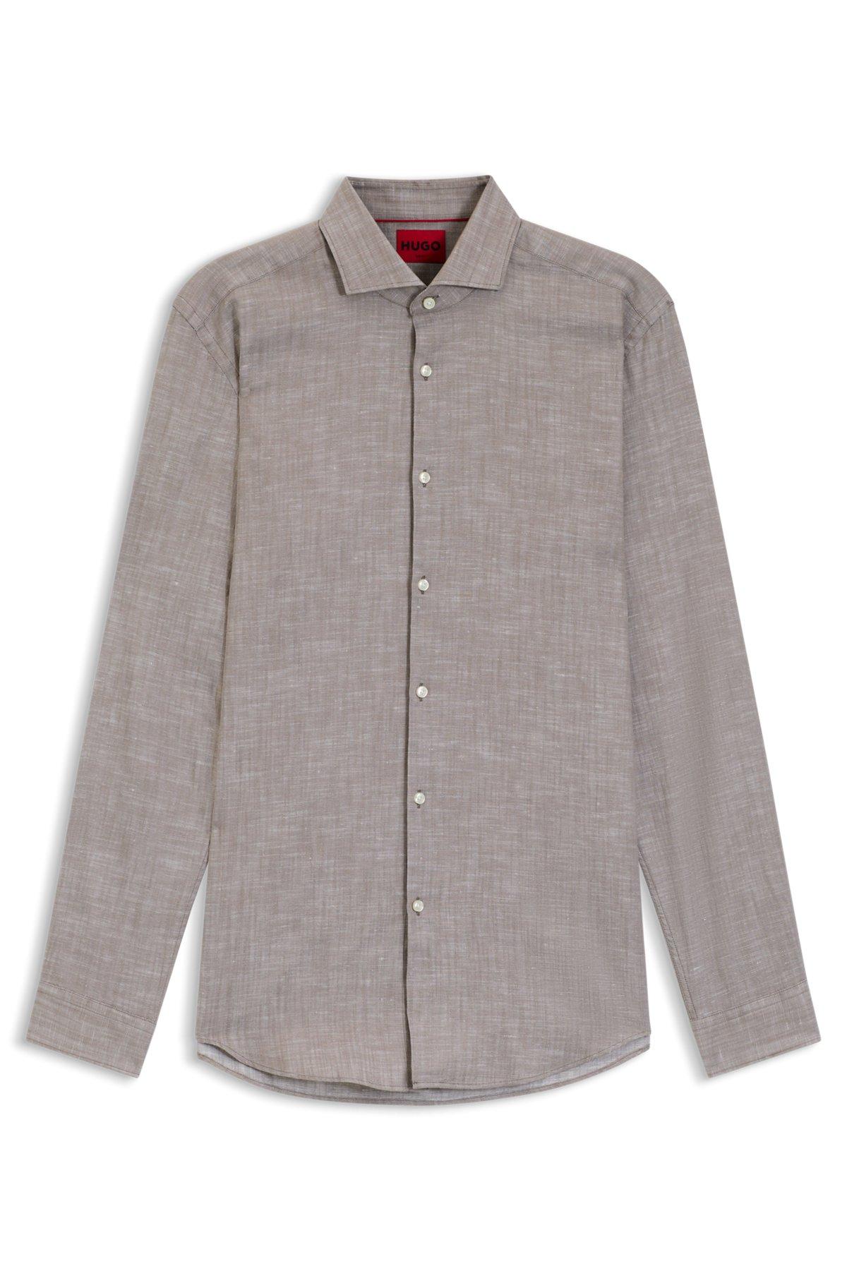Slim-fit shirt in cotton and linen Product Image