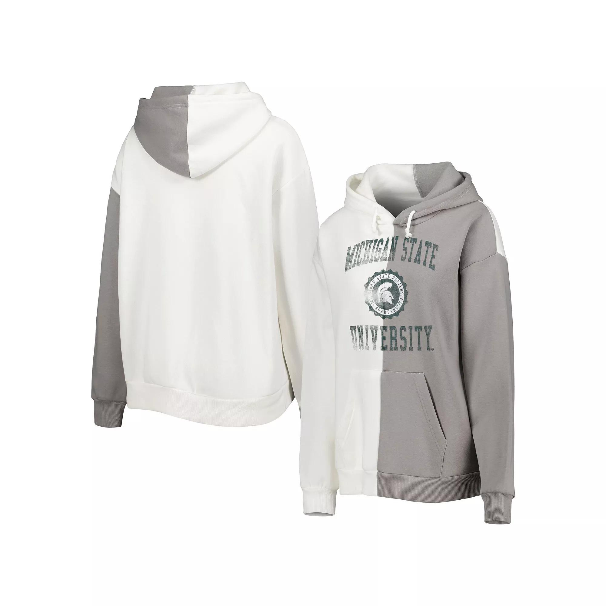 Women's Gameday Couture Gray/White Michigan State Spartans Split Pullover Hoodie, Size: Large Product Image