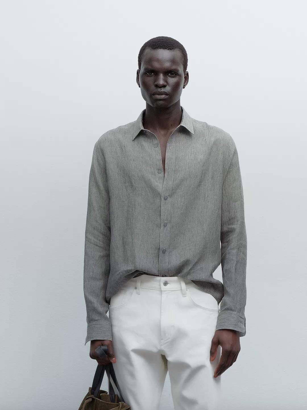 100% linen regular fit shirt Product Image