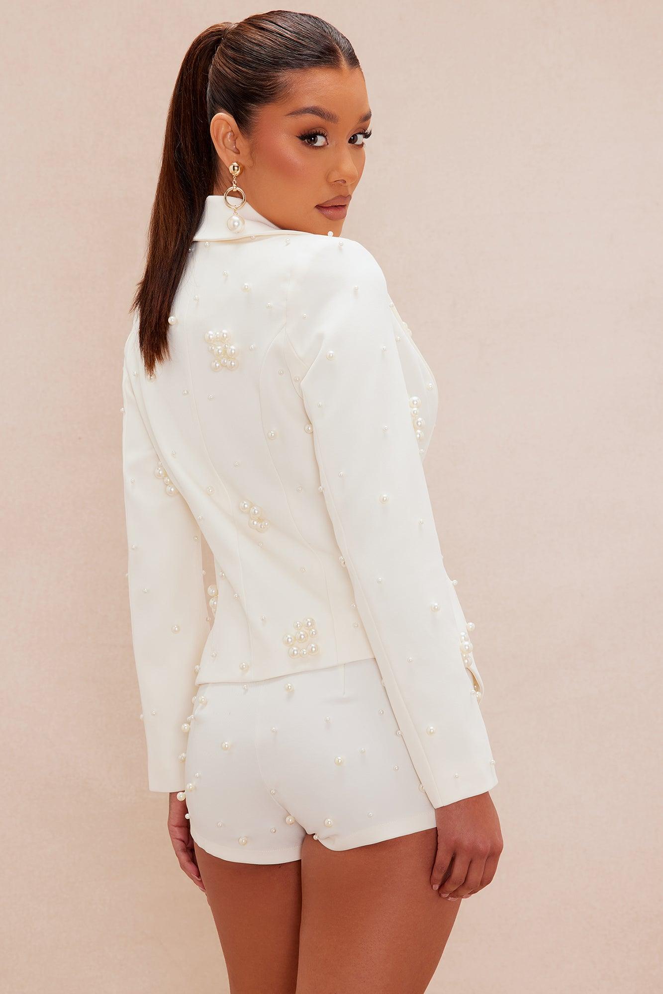 Anisa Pearl Short Suit Set - Cream Female Product Image