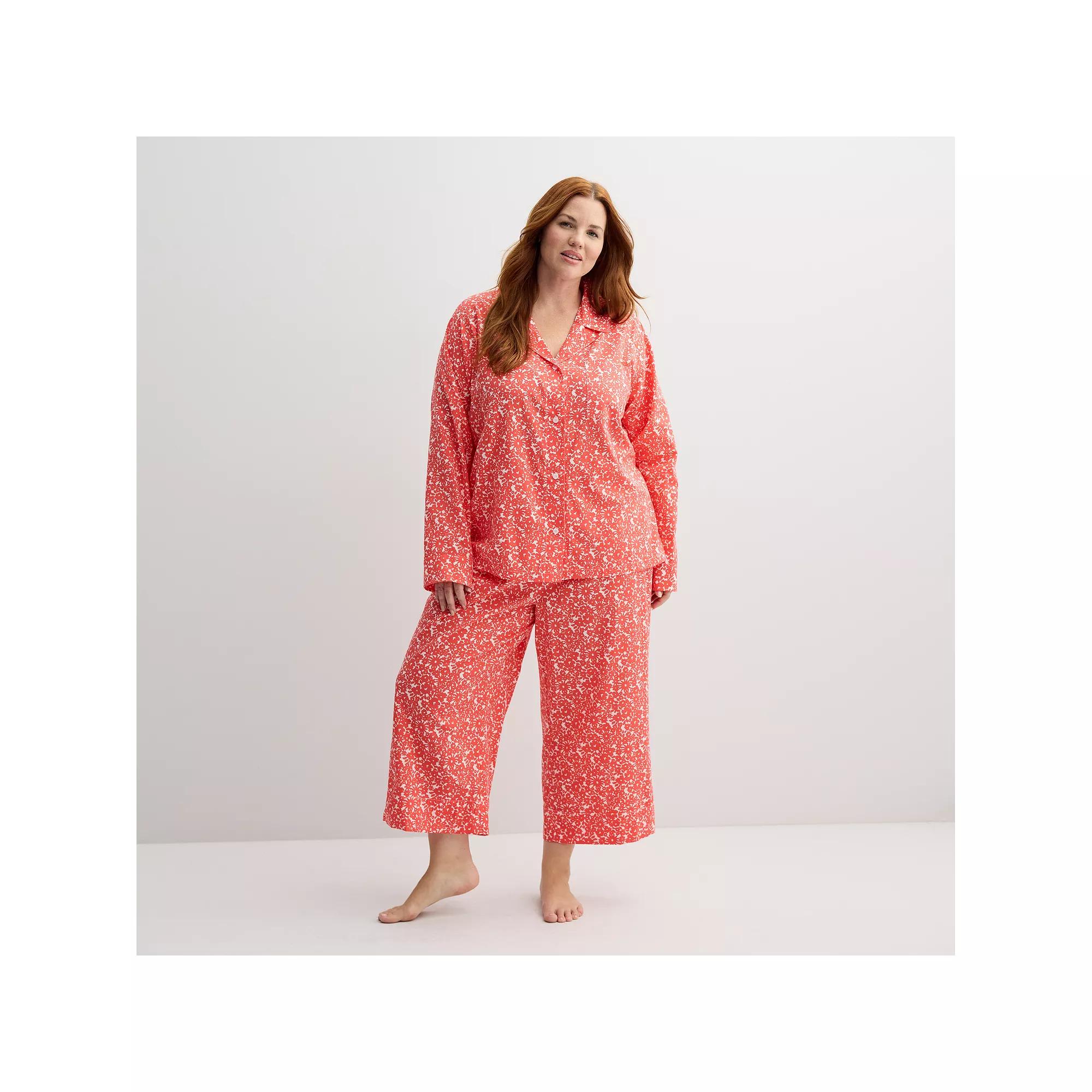 Plus Size Sonoma Goods For Life® Woven Pajama Top, Women's, Size: 2XL, Pink Floral Product Image