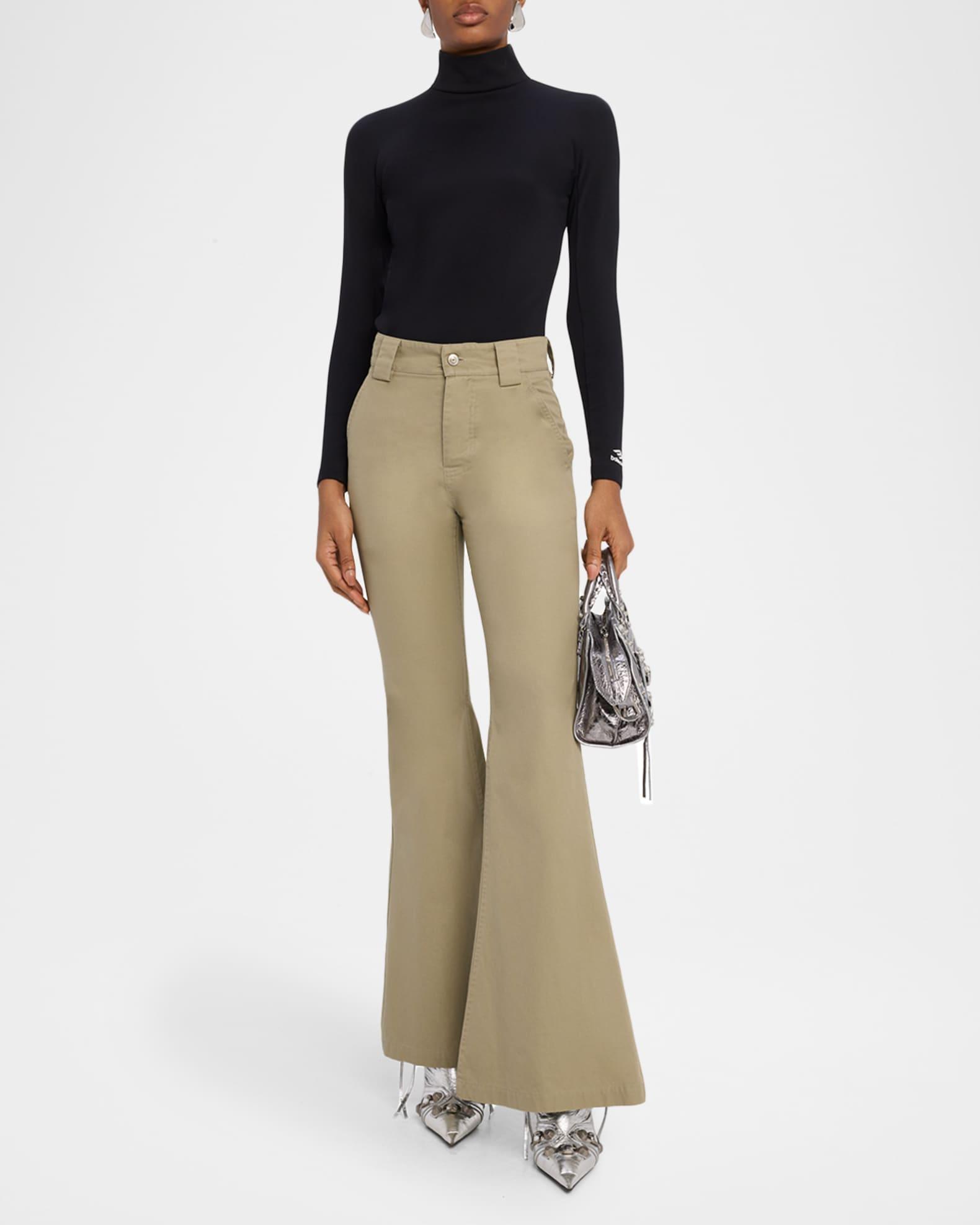 Mid-Rise Cotton Flared Pants Product Image