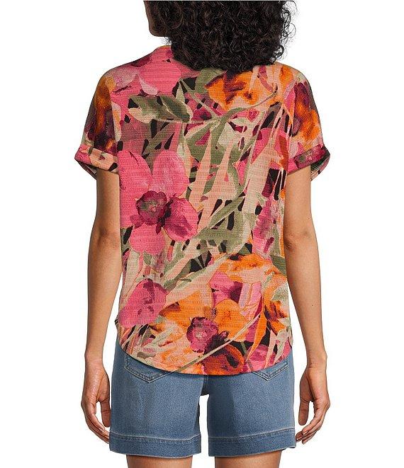 Westbound Short Sleeve Floral Knit Top Product Image