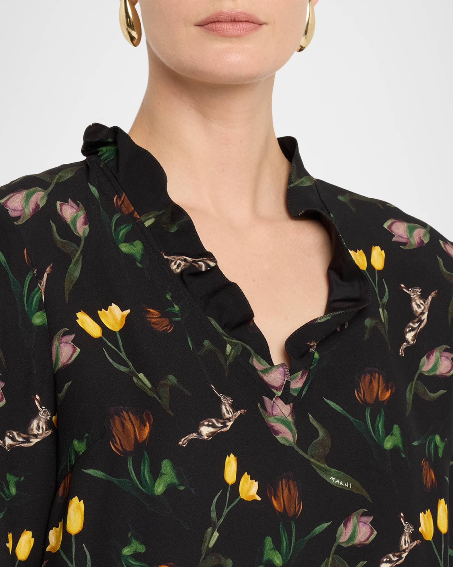 Floral Ruffle 3/4-Sleeve Mini Dress Product Image