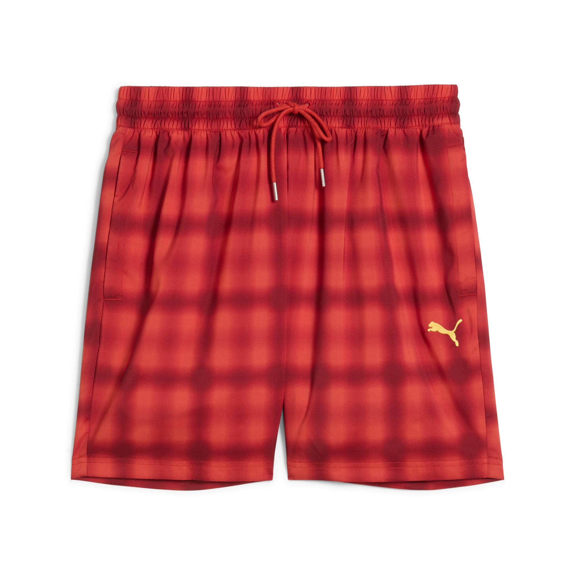 PUMA ROAD TO UNITY Men's Relaxed 6" Woven Shorts in Red Fire/Aop Product Image