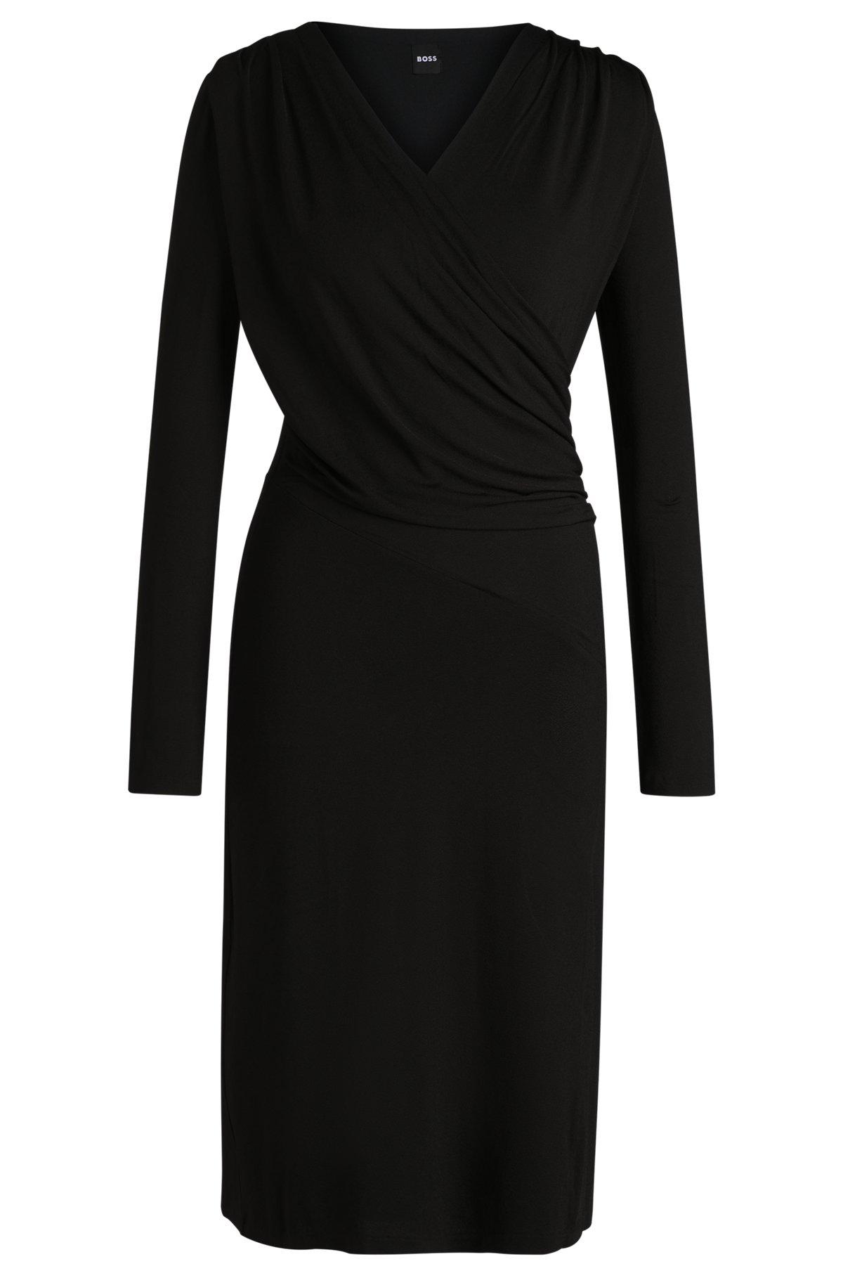 Wrap-front dress in stretch crepe Product Image