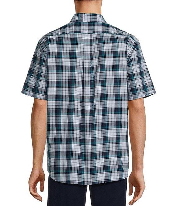 Roundtree & Yorke Short Sleeve Medium Plaid Oxford Sport Shirt Product Image