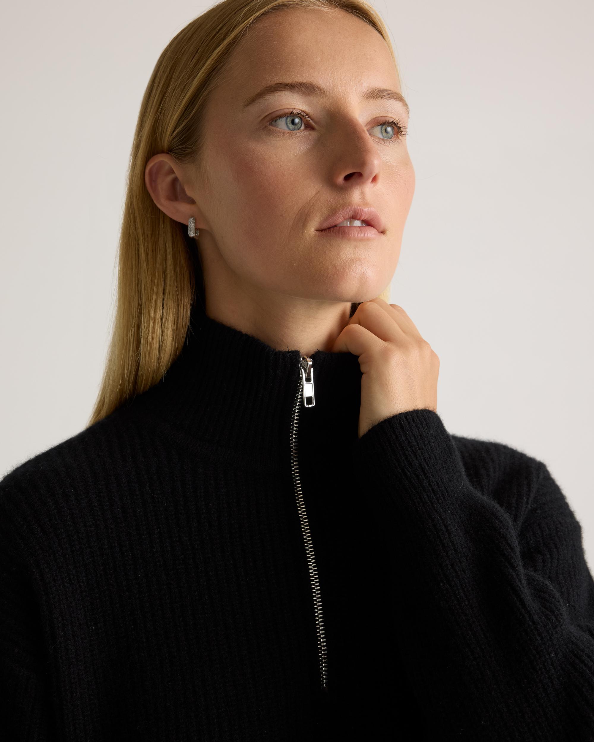 Quince | Women's Mongolian Cashmere Fisherman Quarter Zip Sweater Size XS Product Image