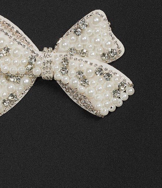 Sugarlips Plus Pearl Jena Glow Bow Round Neck Long Sleeve Velvet Midi Dress Product Image