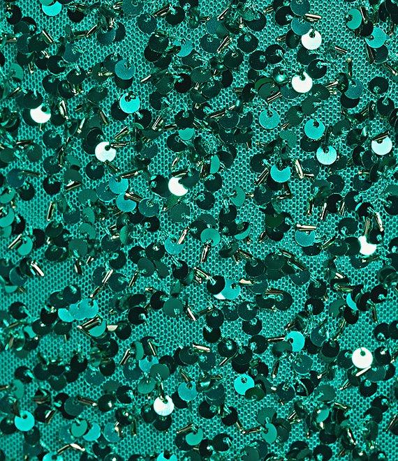 B. Darlin Sequin Square Neck Fitted Lace Up Back Dress Product Image