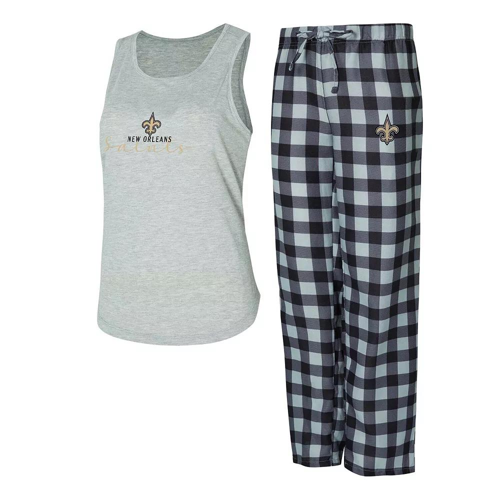 Women's Concepts Sport Gray/Black New Orleans Saints Petition Tank Top and Pants Sleep Set, Size: XL, Grey Product Image