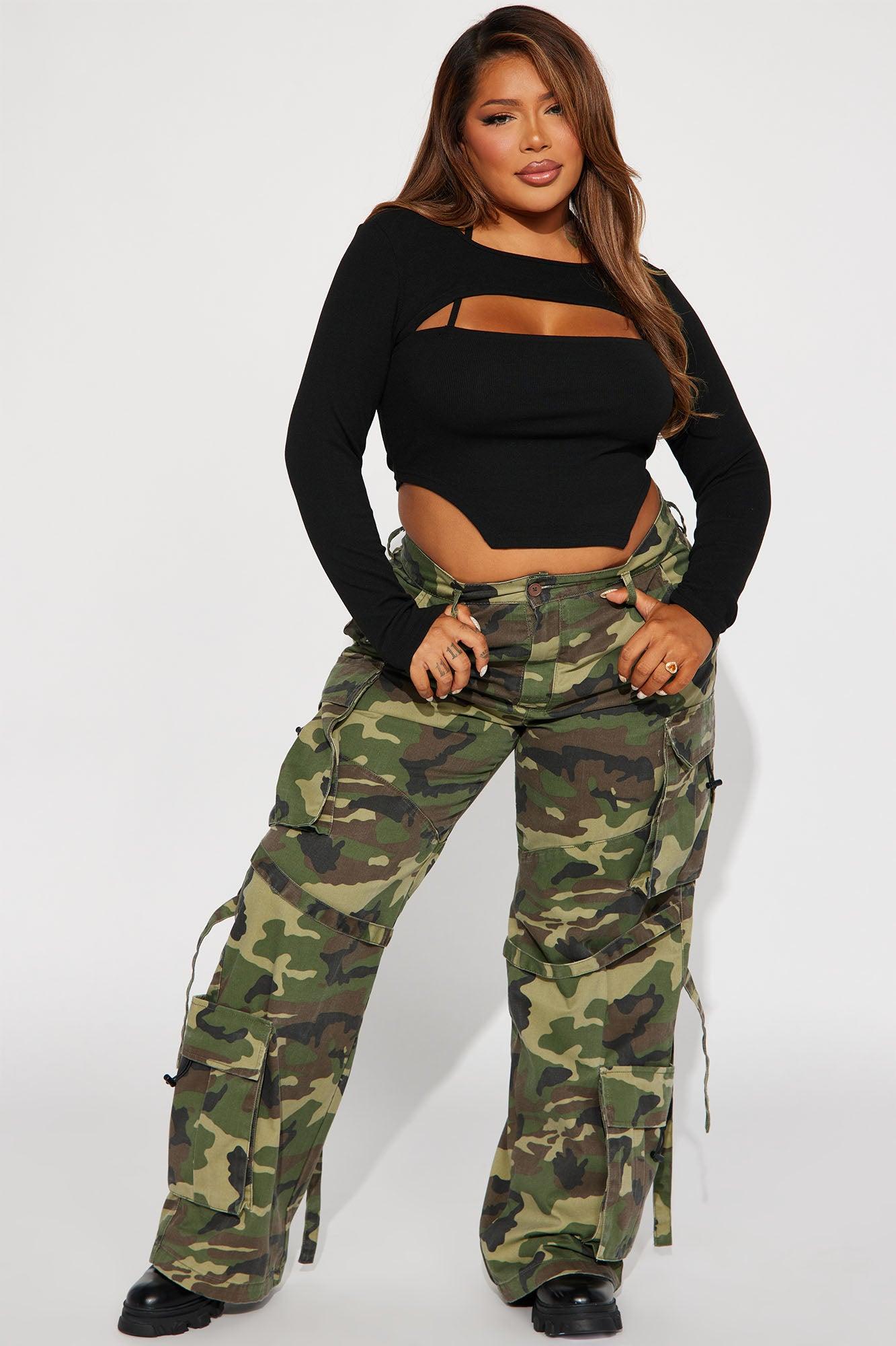 Level You Up Camo Cargo Pant - Olive/combo Product Image
