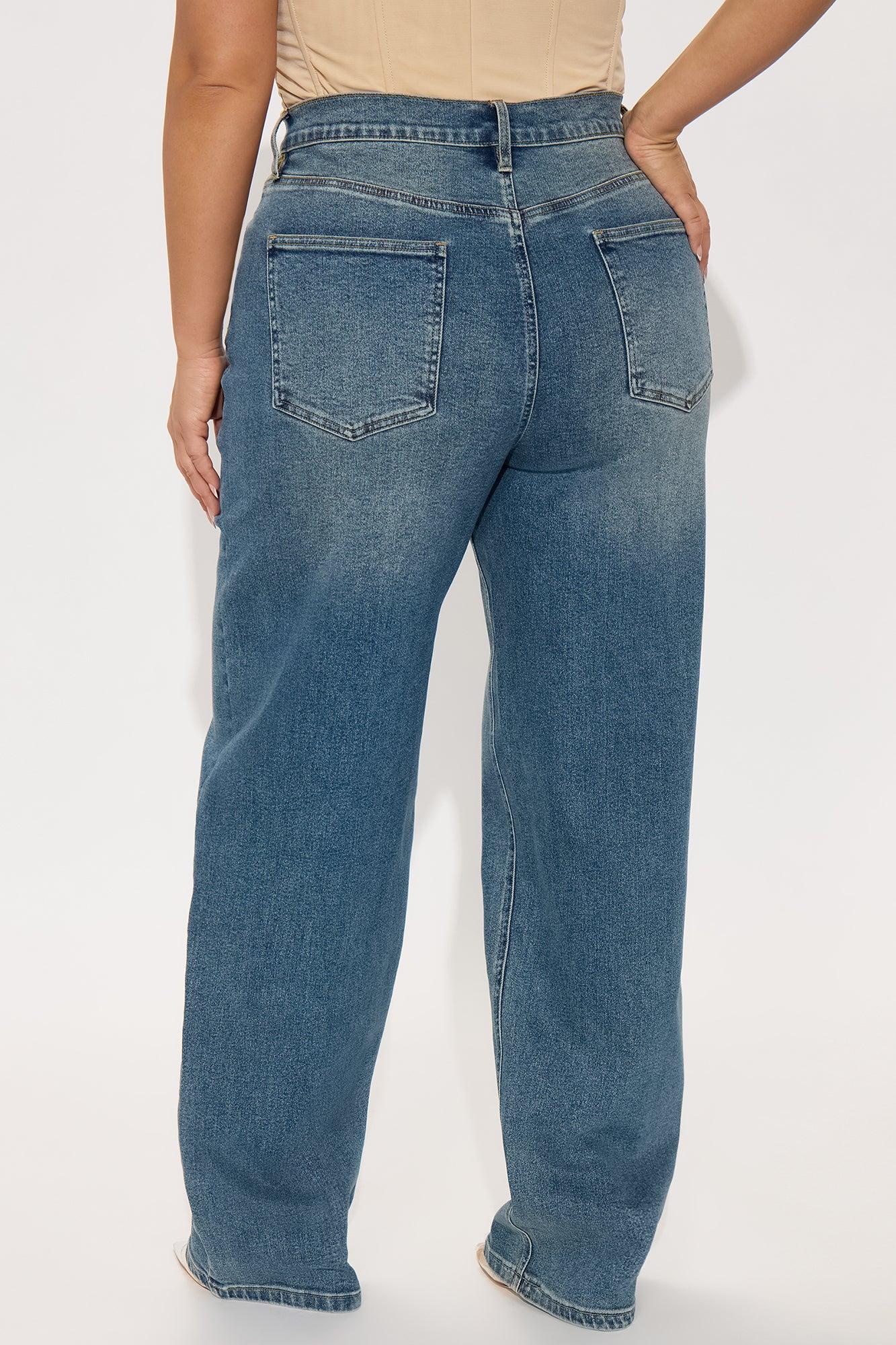 Tall In Sync Stretch Crossover Straight Leg Jeans - Dark Wash Female Product Image