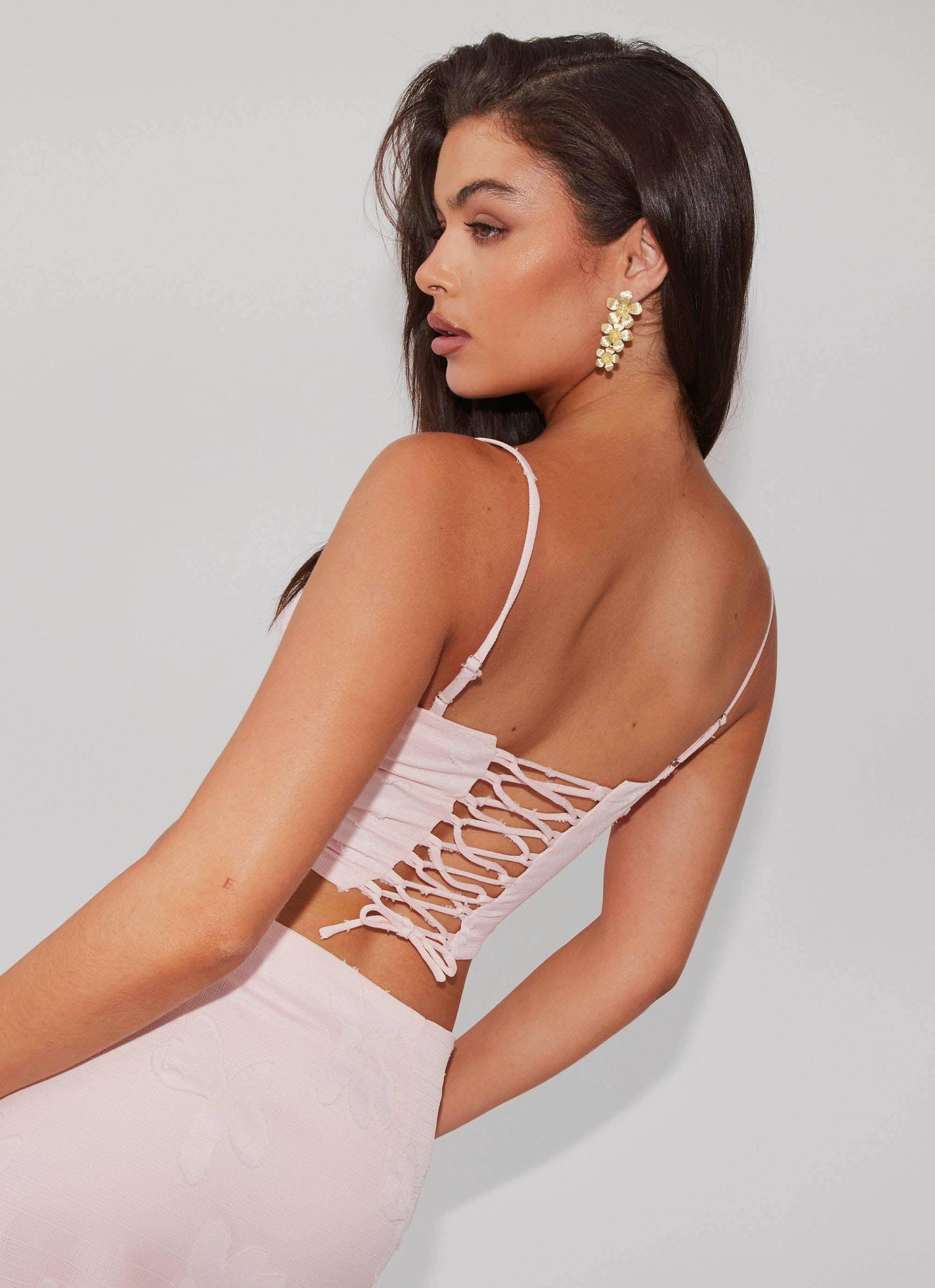 Best Love Lace Up Top - Pink Petal Product Image