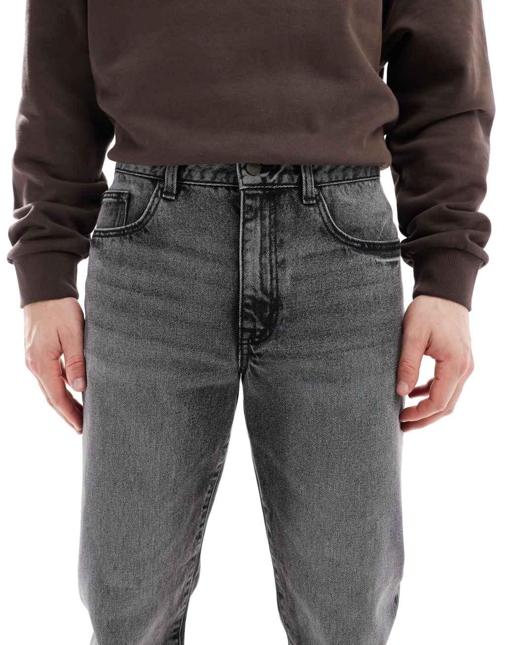 ASOS DESIGN tapered jeans in washed black Product Image