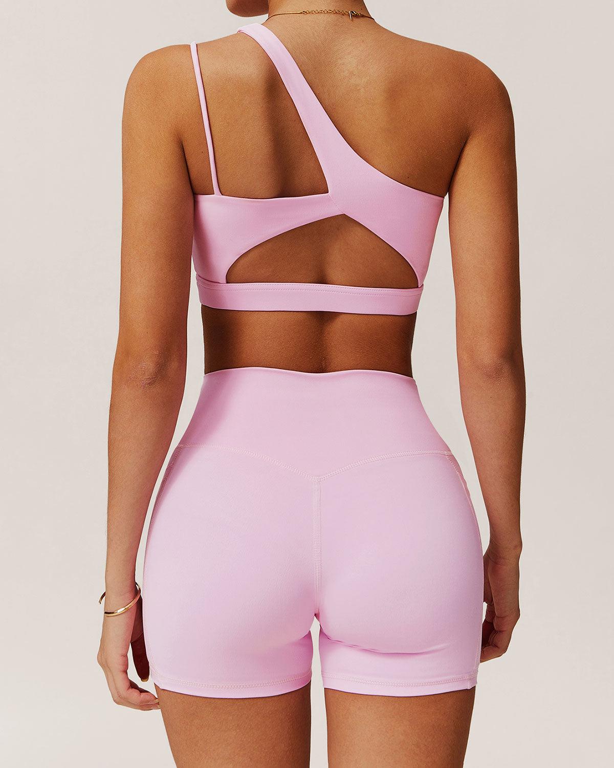 Pink Pocket High Waisted Yoga Shorts Product Image