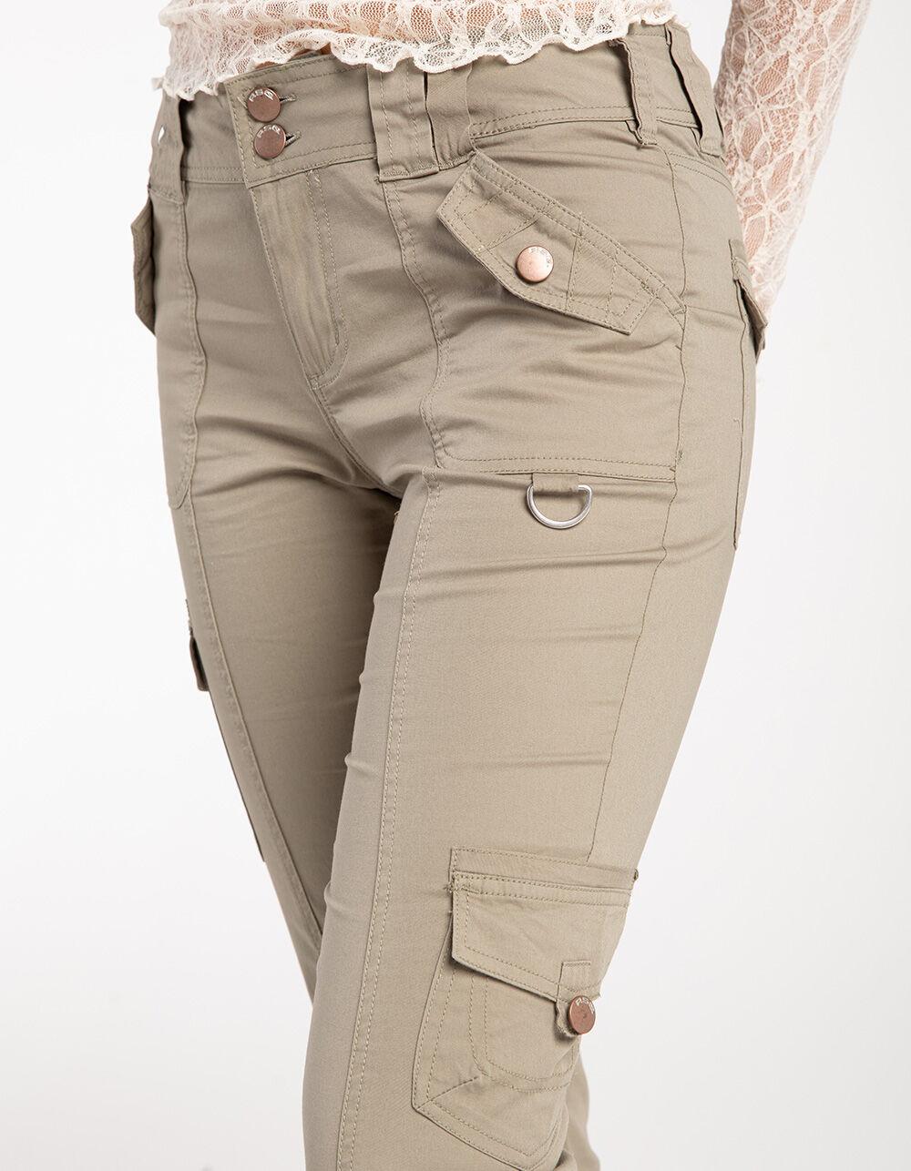 RSQ Womens Low Rise Poplin Cargo Flare Pants - SAGE Product Image