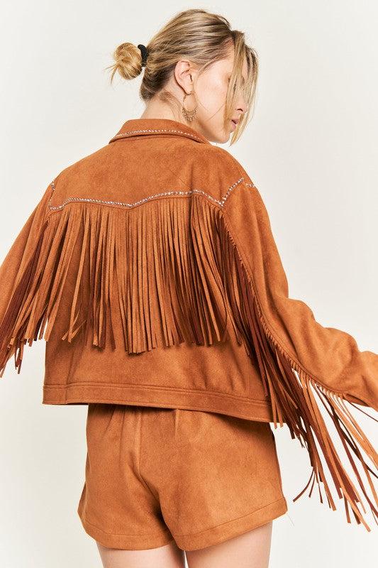Suede studded fringe jacket PLUS JJO5009P Product Image