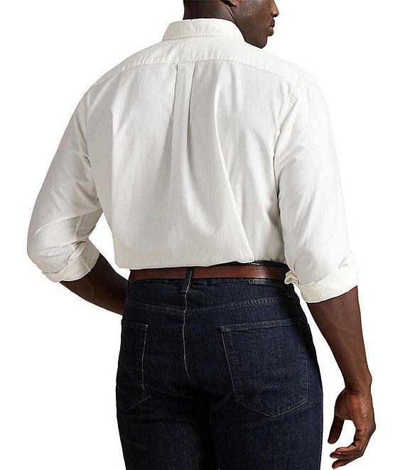 Polo Ralph Lauren Big & Tall Solid Garment-Dye Oxford Long Sleeve Woven Shirt Product Image