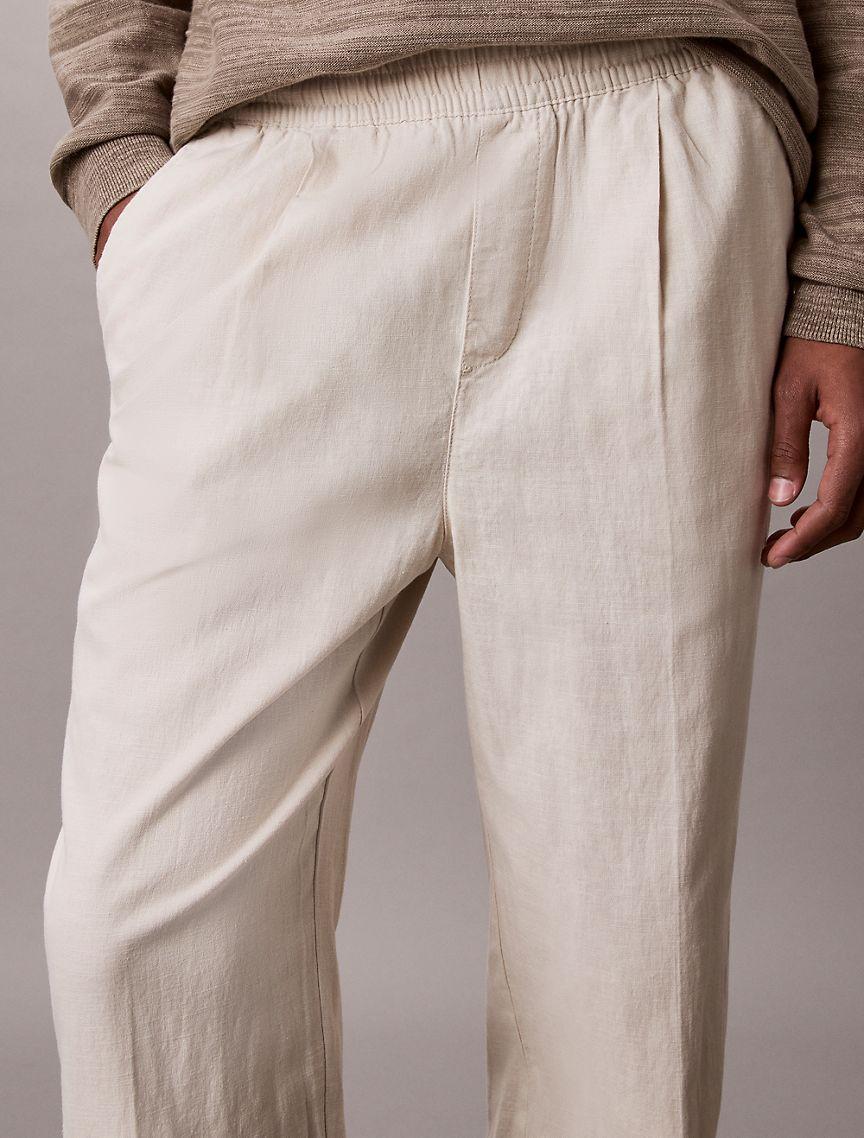 Linen Blend Pleated Pull-On Pants Product Image
