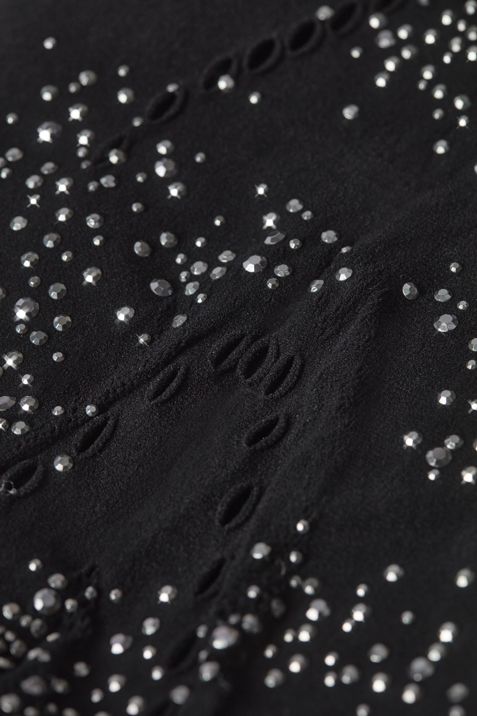 Petite Embellished Mid-Rise Flared Trousers in Black Product Image