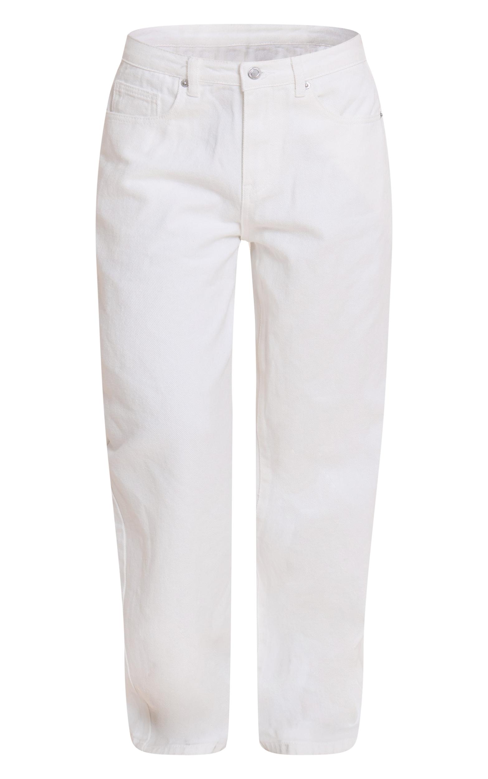  Petite White Mid Rise Straight Leg Jeans Product Image