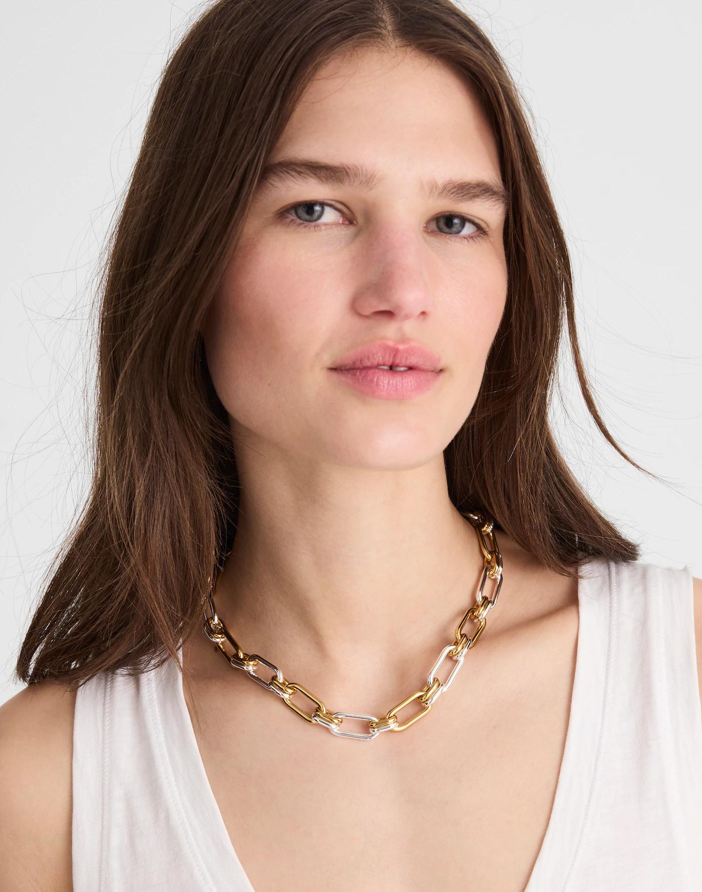 Mixed-Metal Chunky Link Chain Necklace Product Image