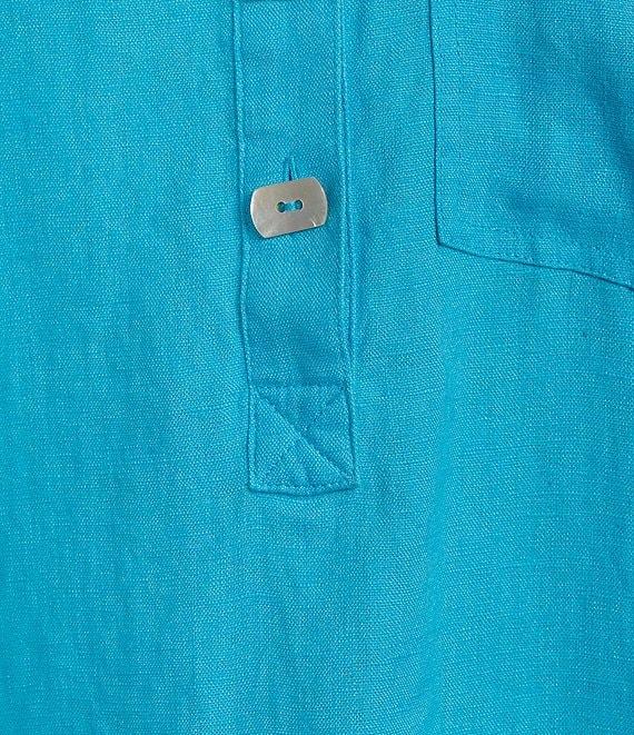 John Mark Linen Wire Collar Roll Tab Sleeve Shirt Dress Product Image